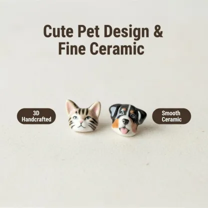 Custom 3D Handmade Ceramic Dog Cat Pet Face Earrings