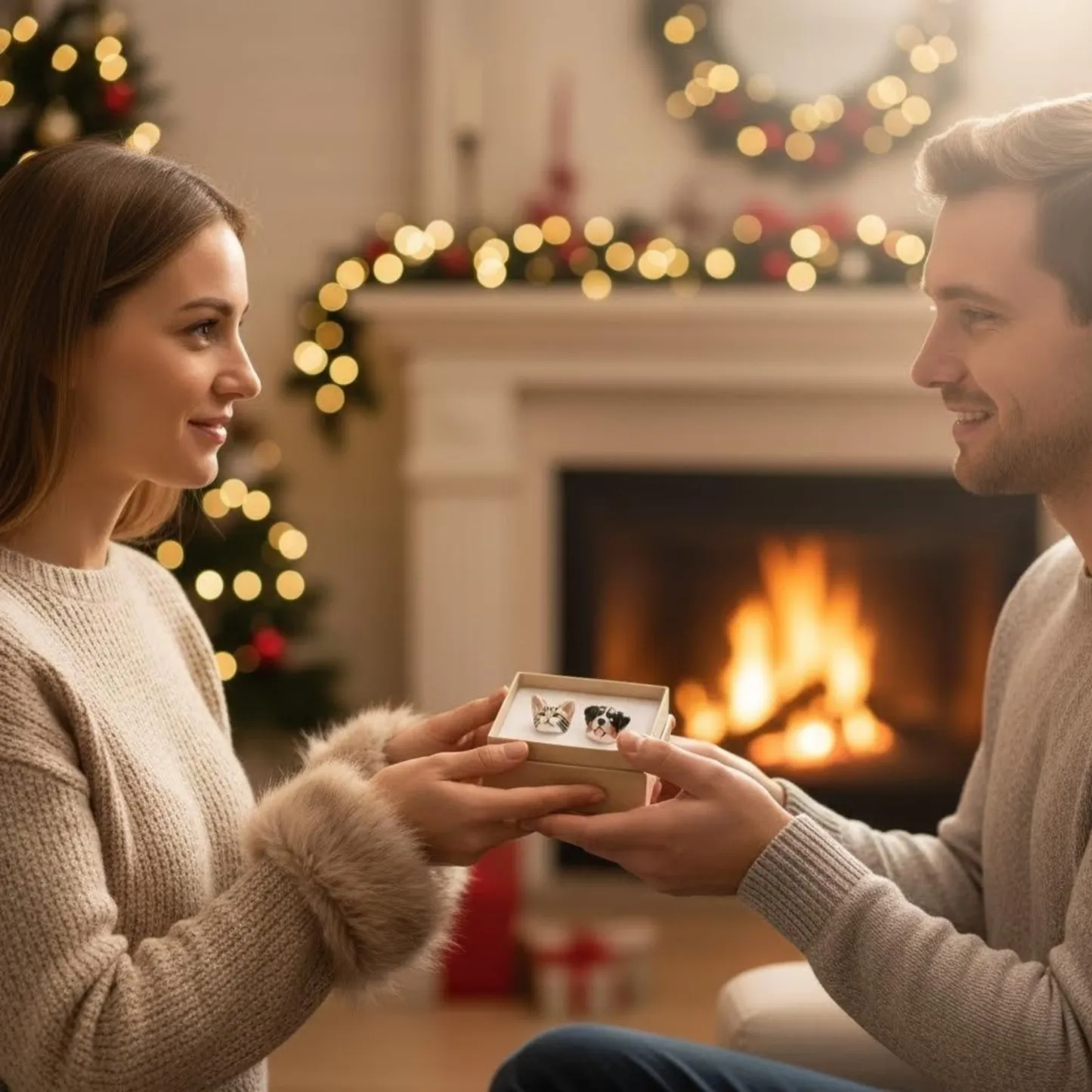 Custom 3D Handmade Ceramic Dog Cat Pet Face Earrings