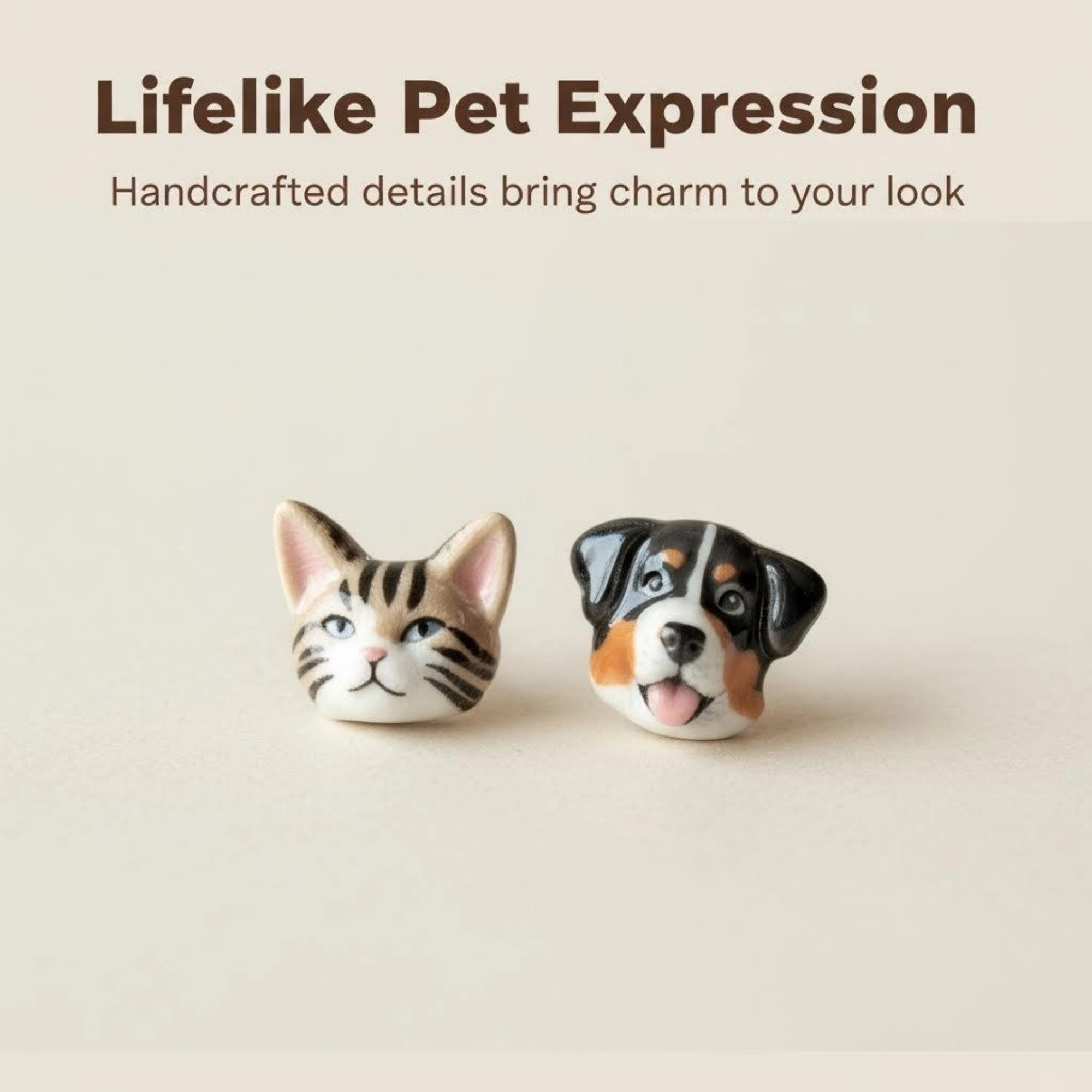 Custom 3D Handmade Ceramic Dog Cat Pet Face Earrings