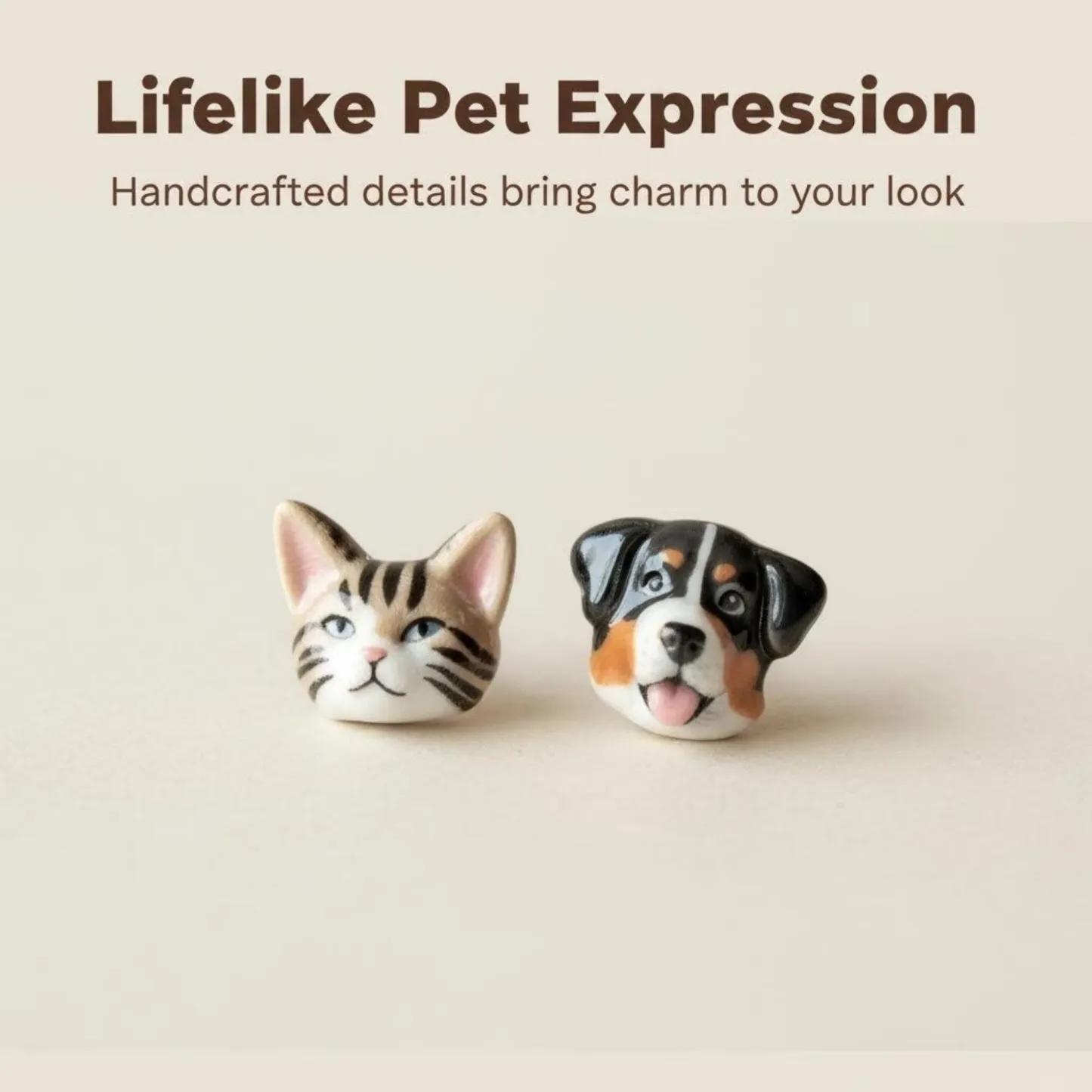 Custom 3D Handmade Ceramic Dog Cat Pet Face Earrings