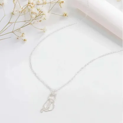 Custom 1–6 Cat Back Outline Name Necklace