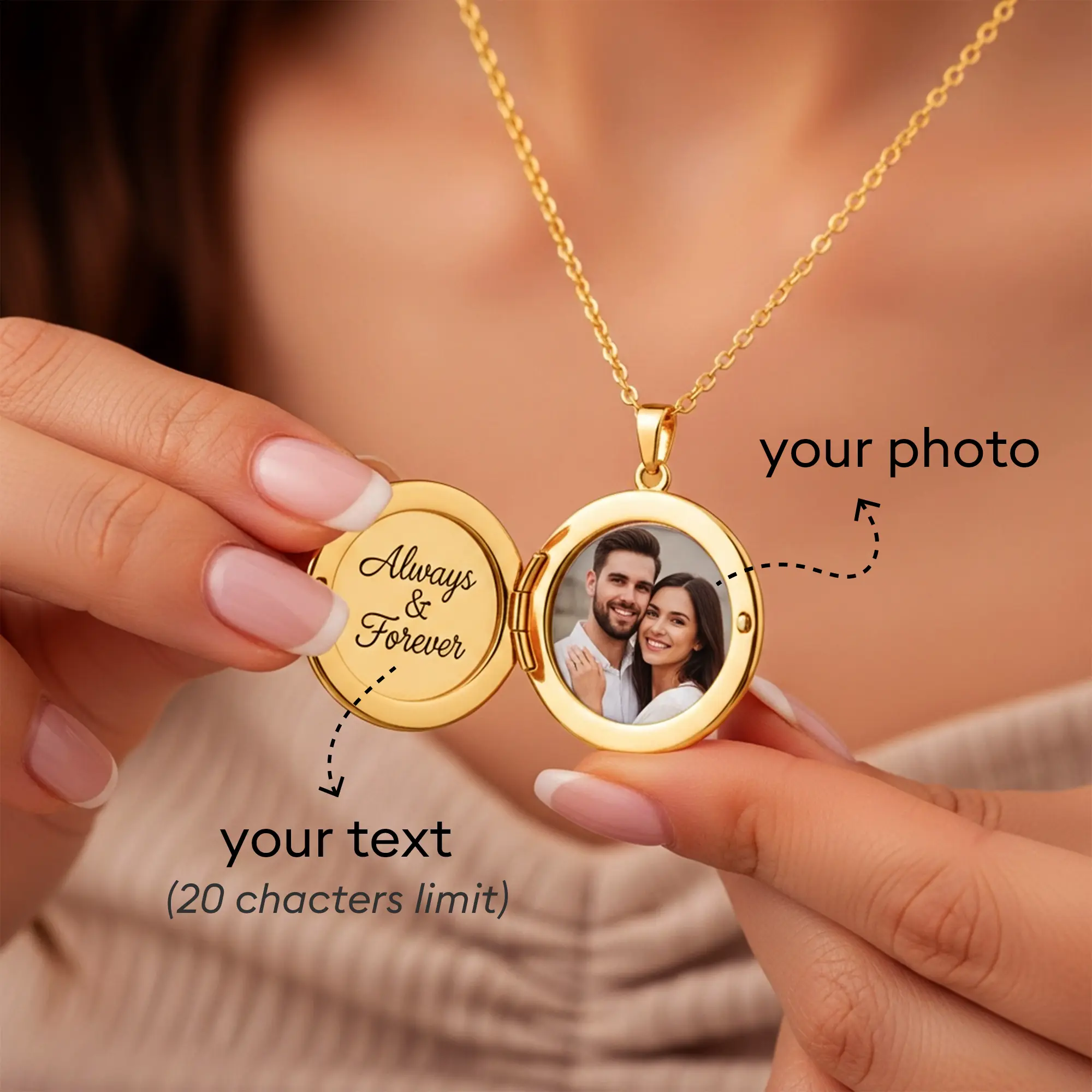 Birth Flower Locket Necklace with Hidden Photos-BY PROMISE-For Mom,Name,Birth Flower