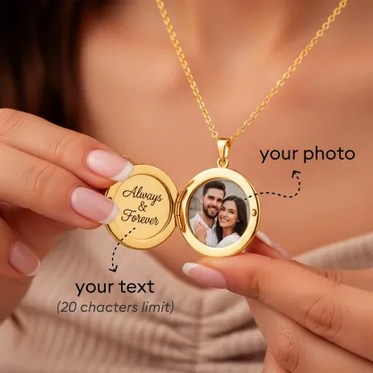 Birth Flower Locket Necklace with Hidden Photos-BY PROMISE-For Mom,Name,Birth Flower