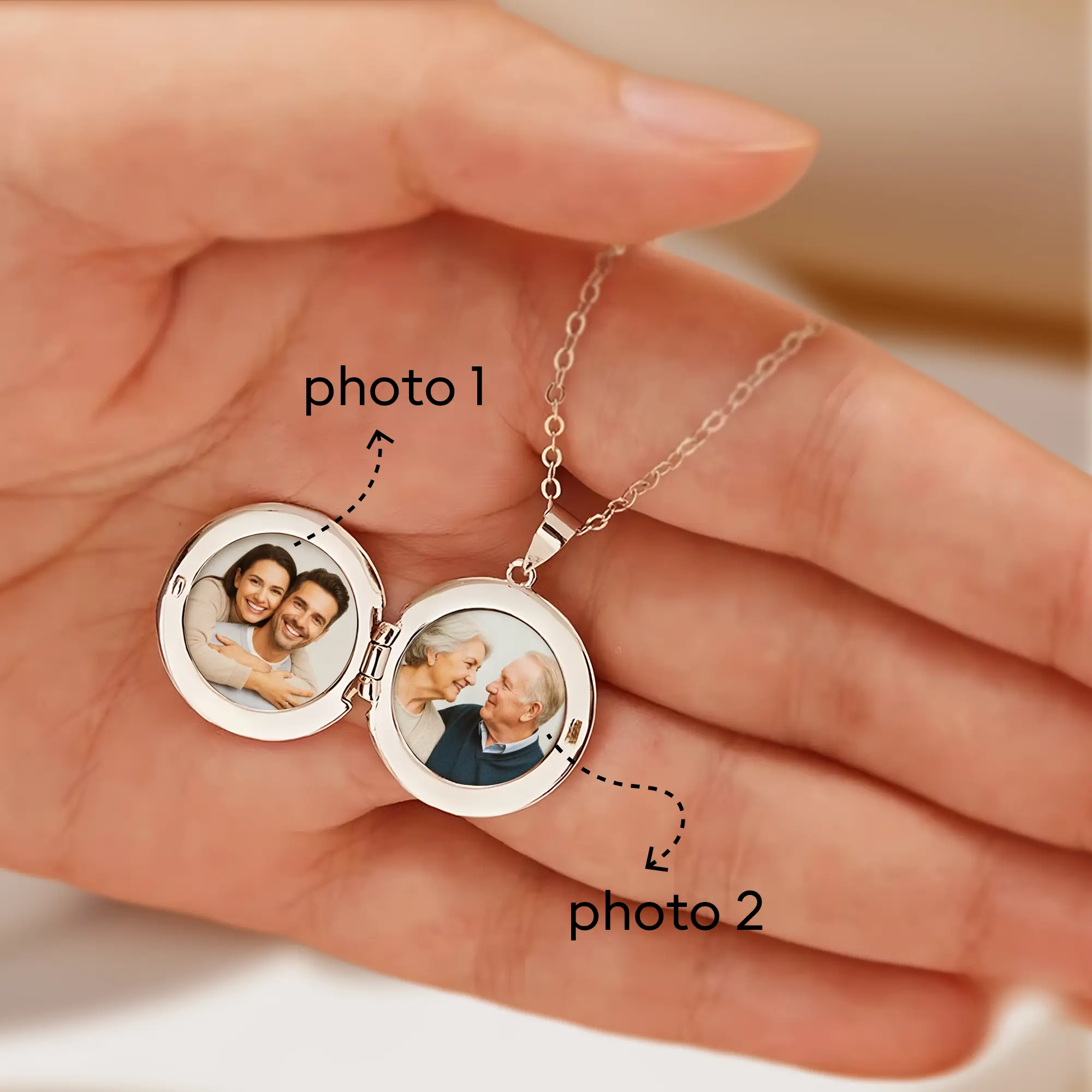 Birth Flower Locket Necklace with Hidden Photos-BY PROMISE-For Mom,Name,Birth Flower