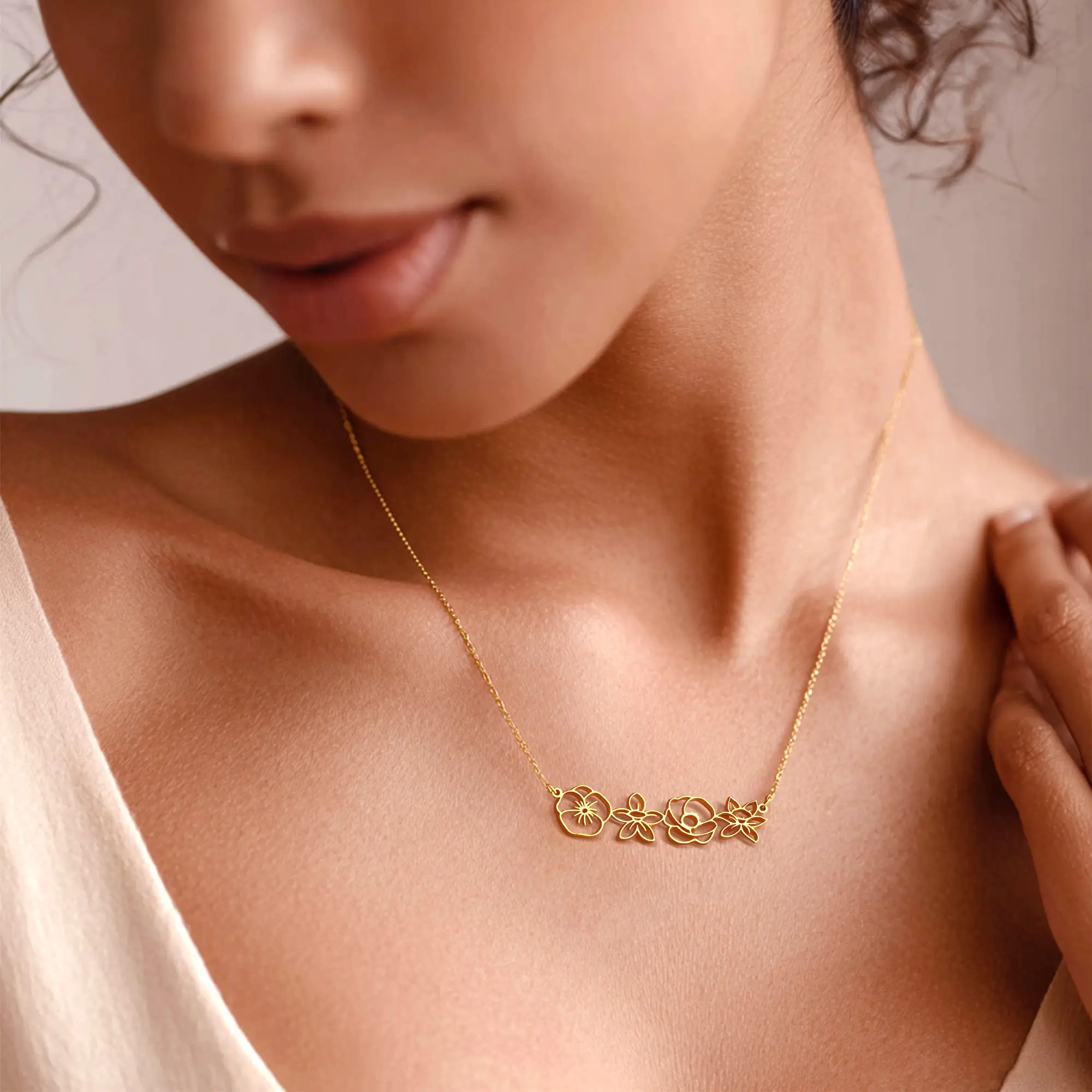 Custom 1-8 Connected Birth Flower Necklace