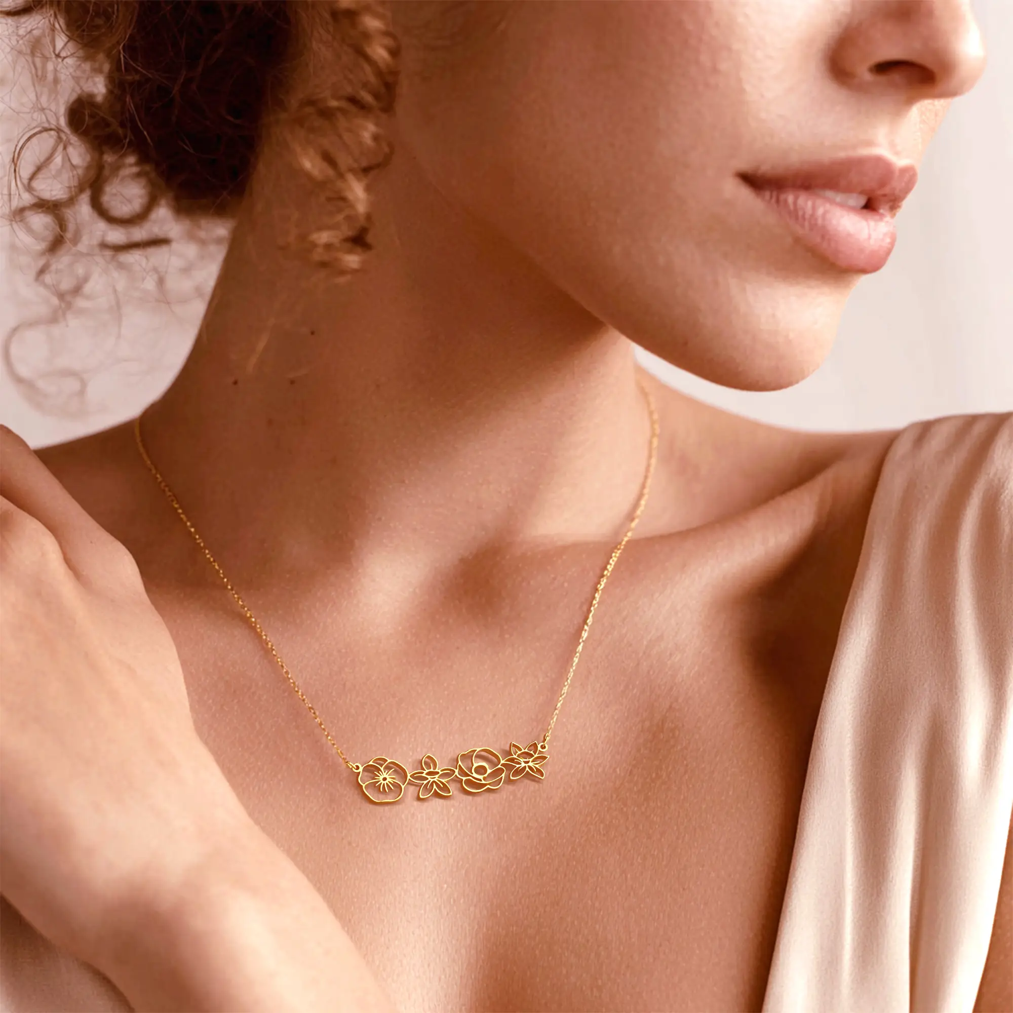 Custom 1-8 Connected Birth Flower Necklace