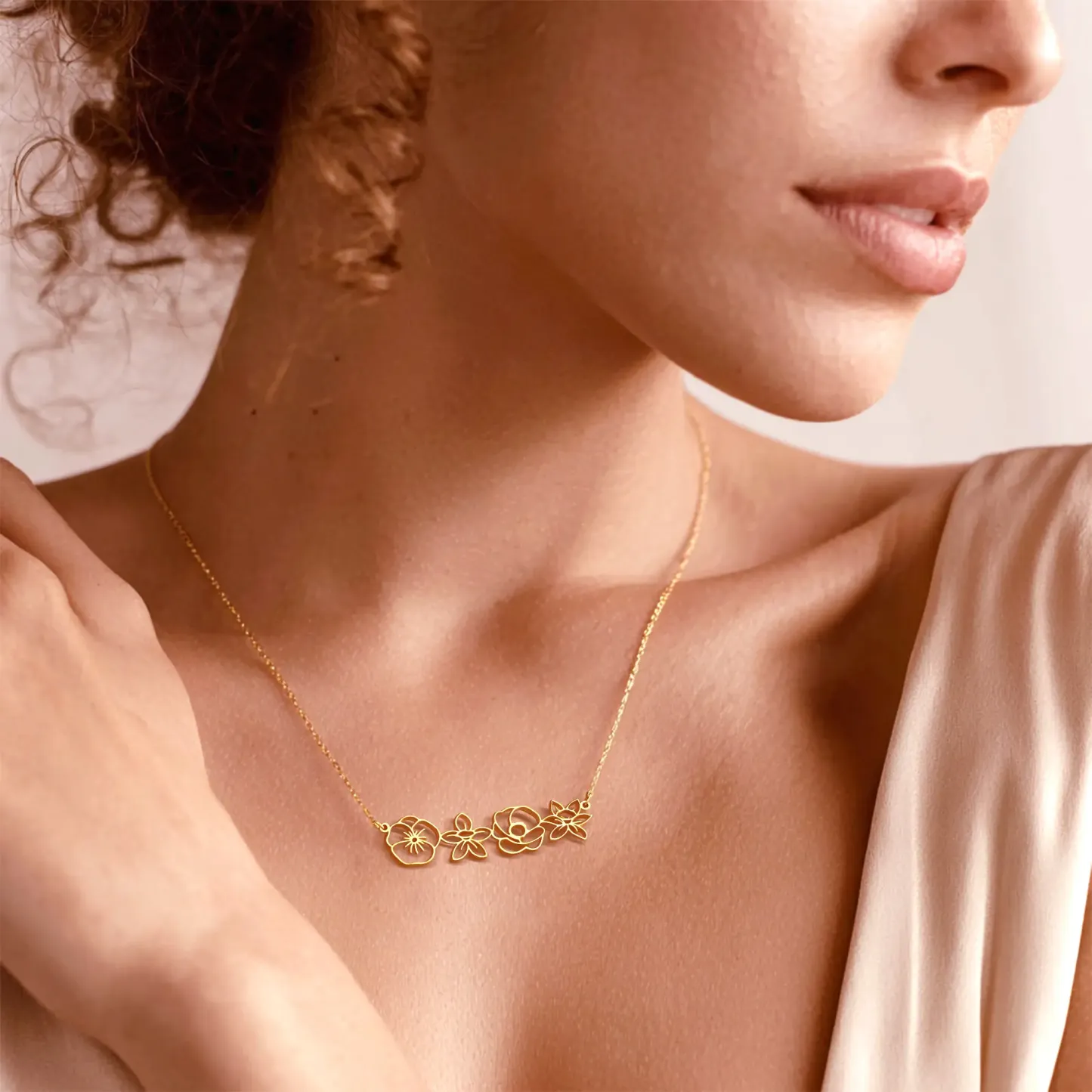 Custom 1-8 Connected Birth Flower Necklace