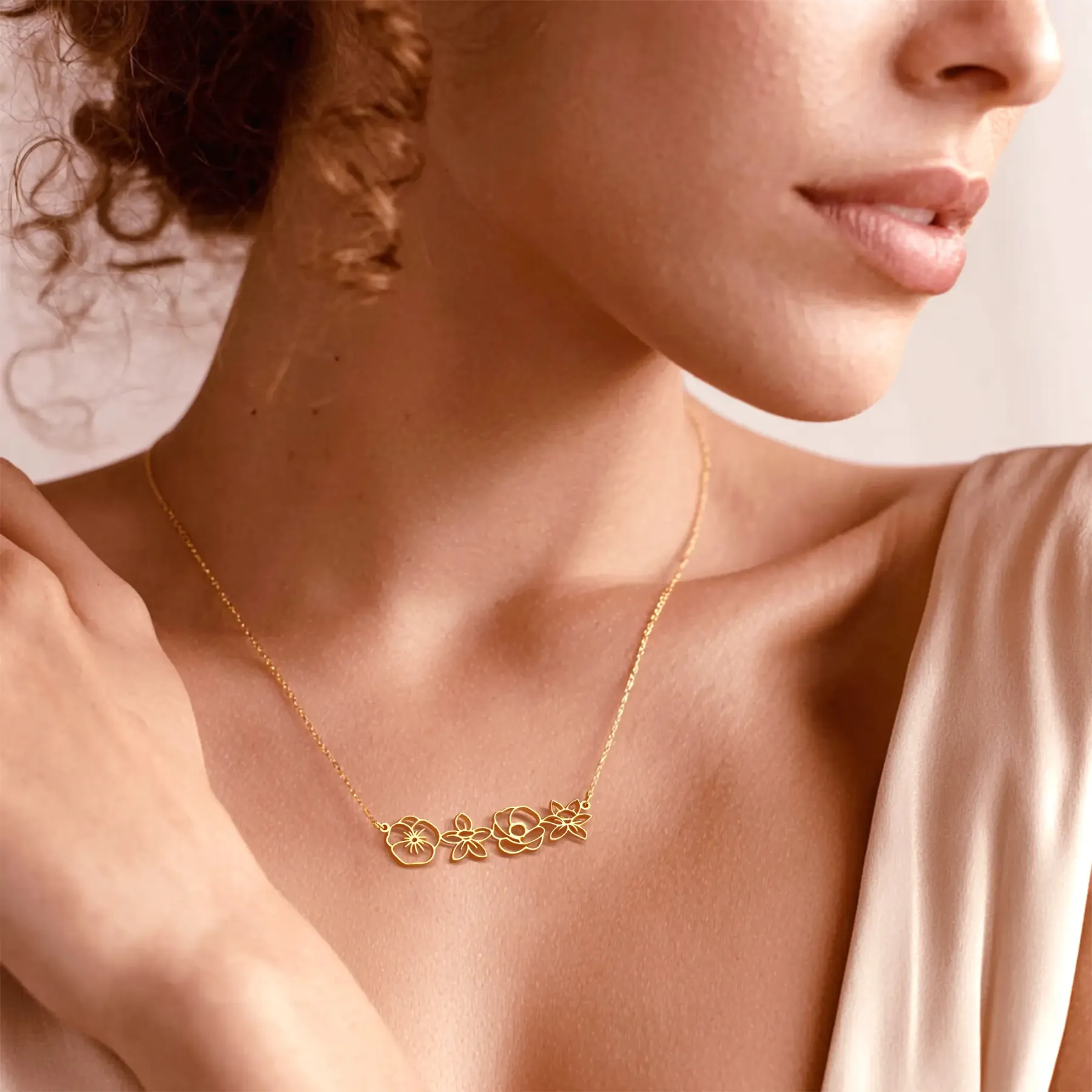 Custom 1-8 Connected Birth Flower Necklace