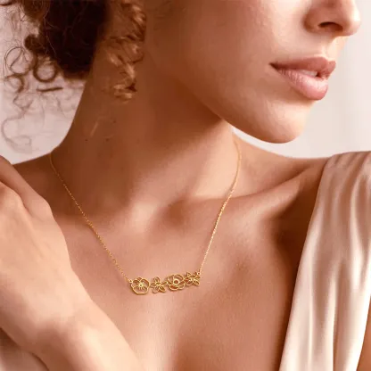 Custom 1-8 Connected Birth Flower Necklace