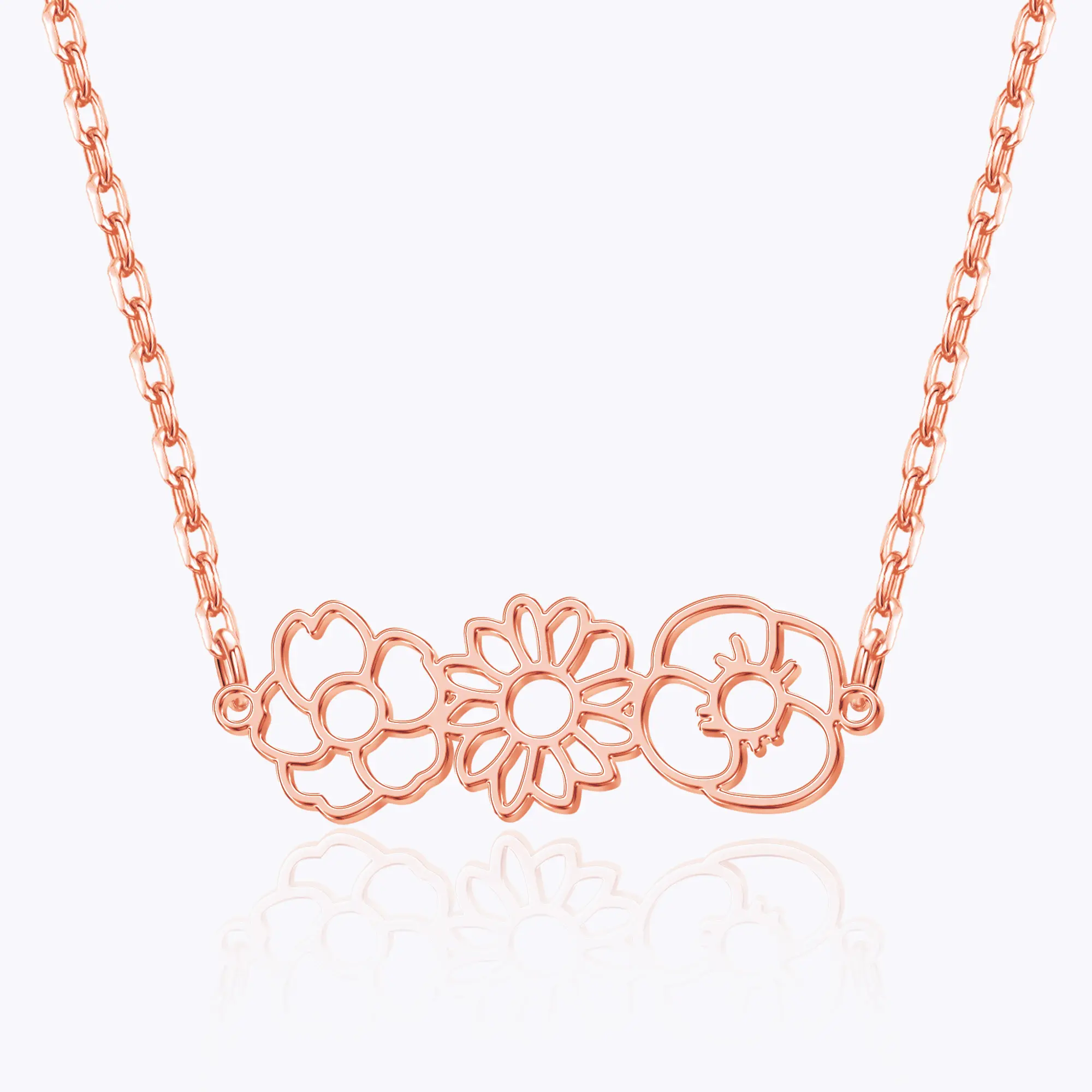 Custom 1-8 Connected Birth Flower Necklace