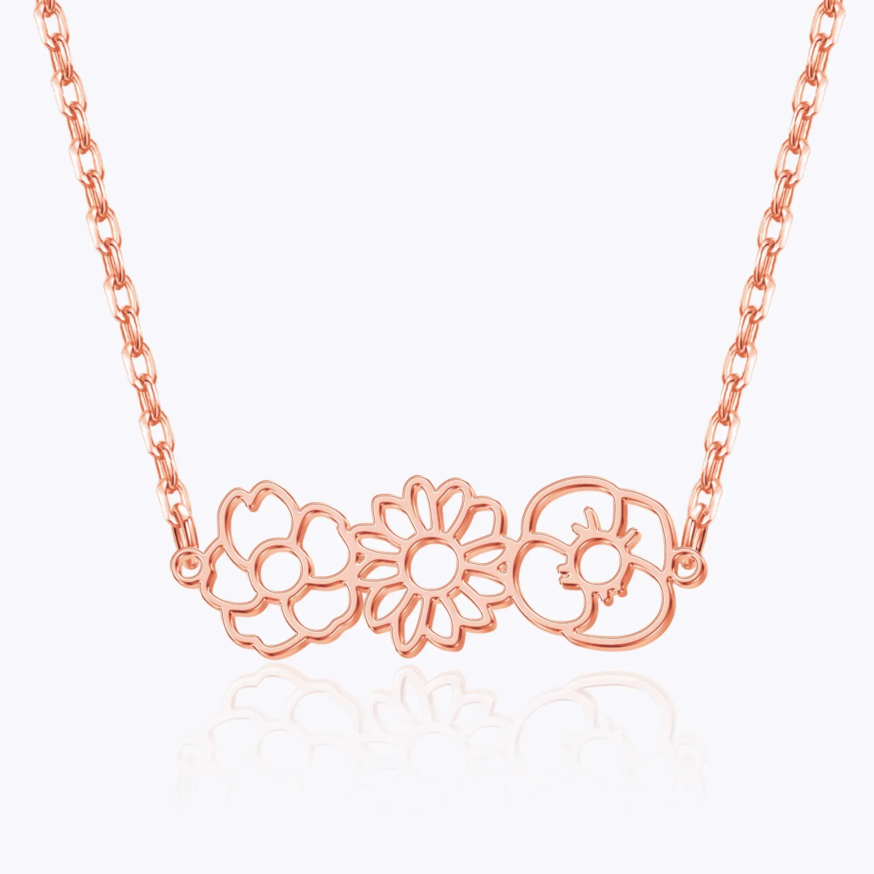 Custom 1-8 Connected Birth Flower Necklace
