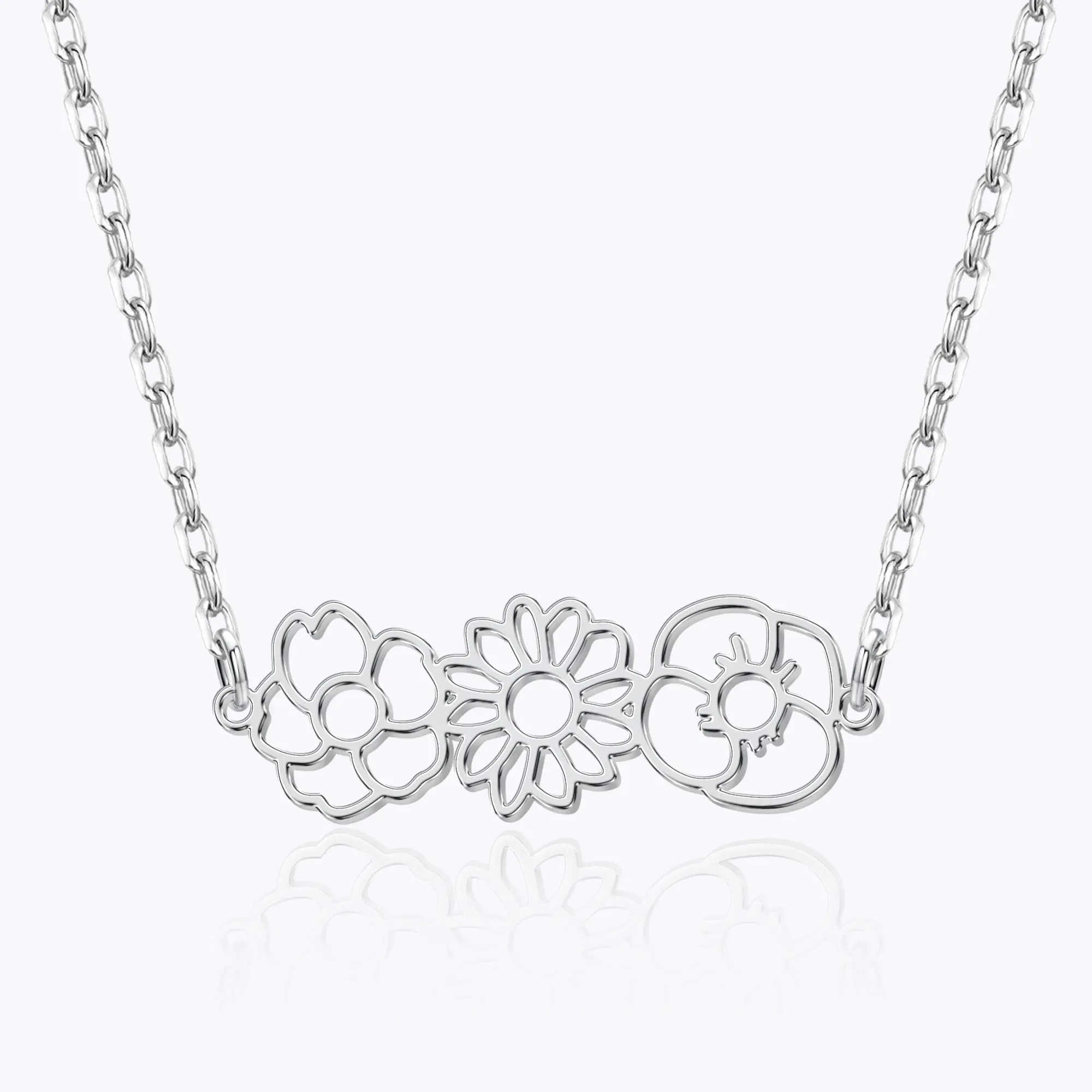 Custom 1-8 Connected Birth Flower Necklace