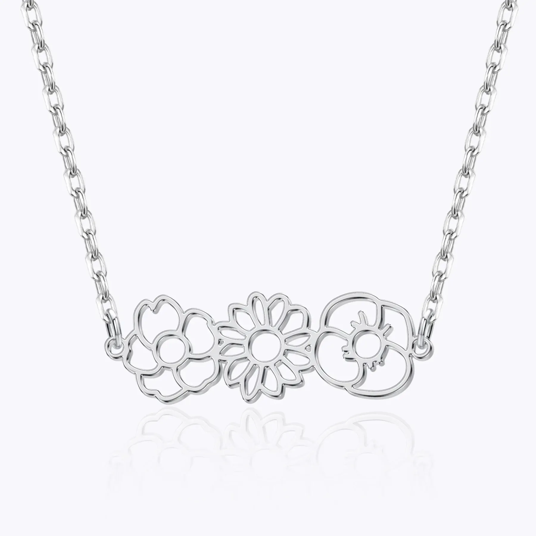 Custom 1-8 Connected Birth Flower Necklace