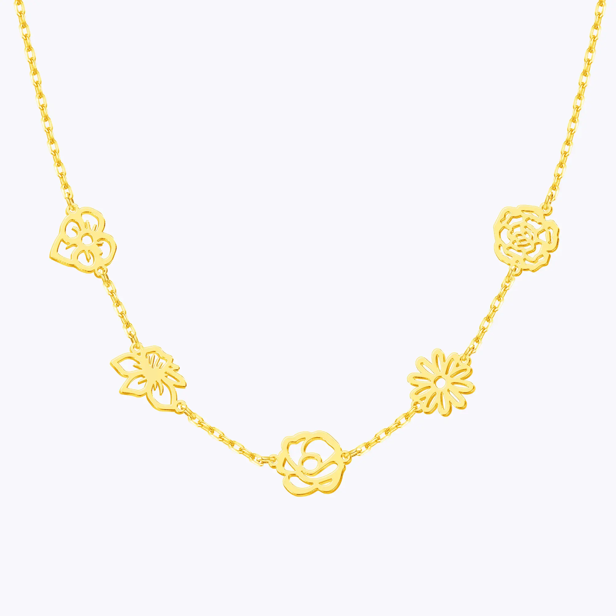 Custom 1-5 Separated Birth Flower Necklace-BY PROMISE-Birth Flower