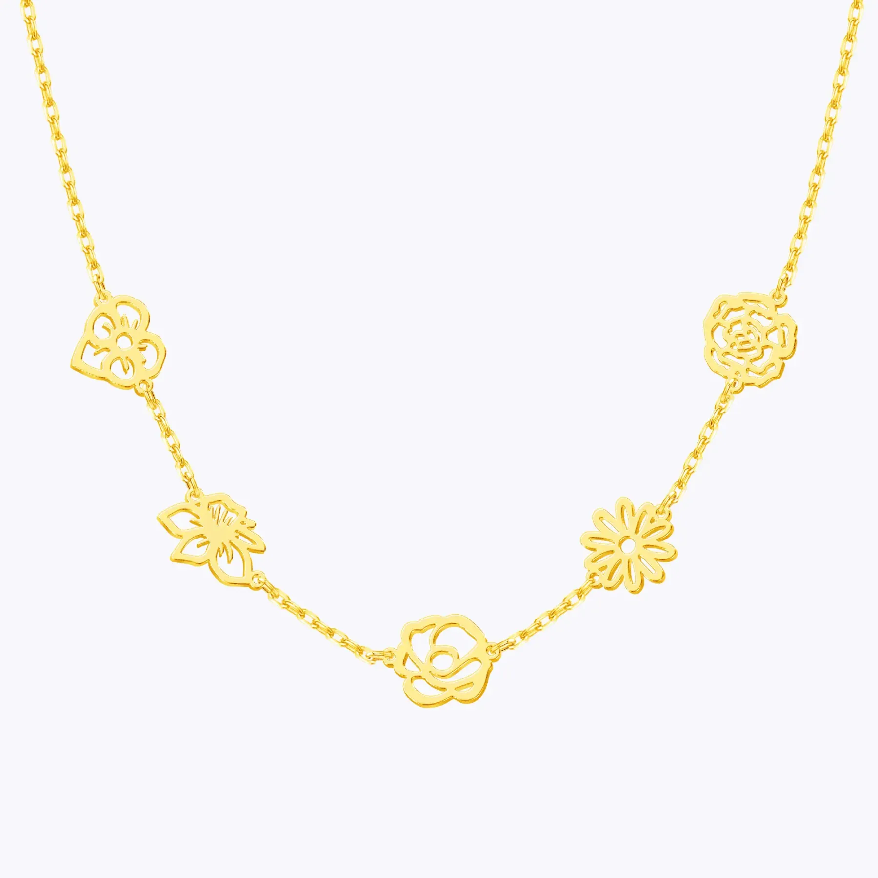 Custom 1-5 Separated Birth Flower Necklace-BY PROMISE-Birth Flower