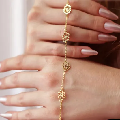 Custom 1-5 Separated Birth Flower Necklace-BY PROMISE-Birth Flower