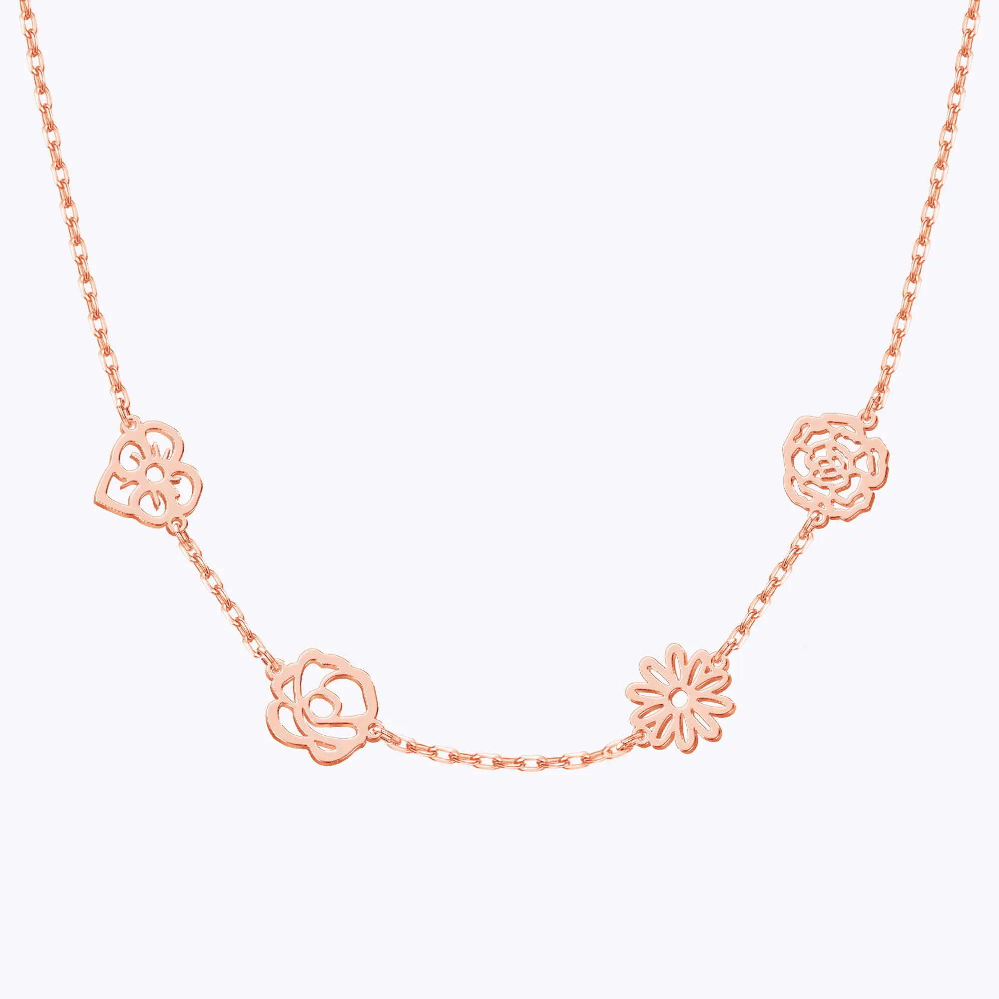 Custom 1-5 Separated Birth Flower Necklace-BY PROMISE-Birth Flower