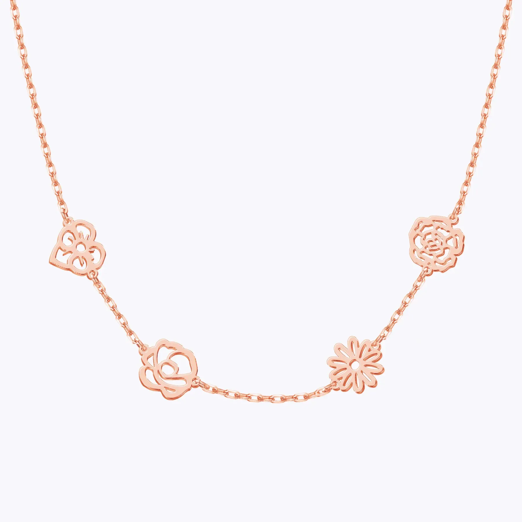 Custom 1-5 Separated Birth Flower Necklace-BY PROMISE-Birth Flower