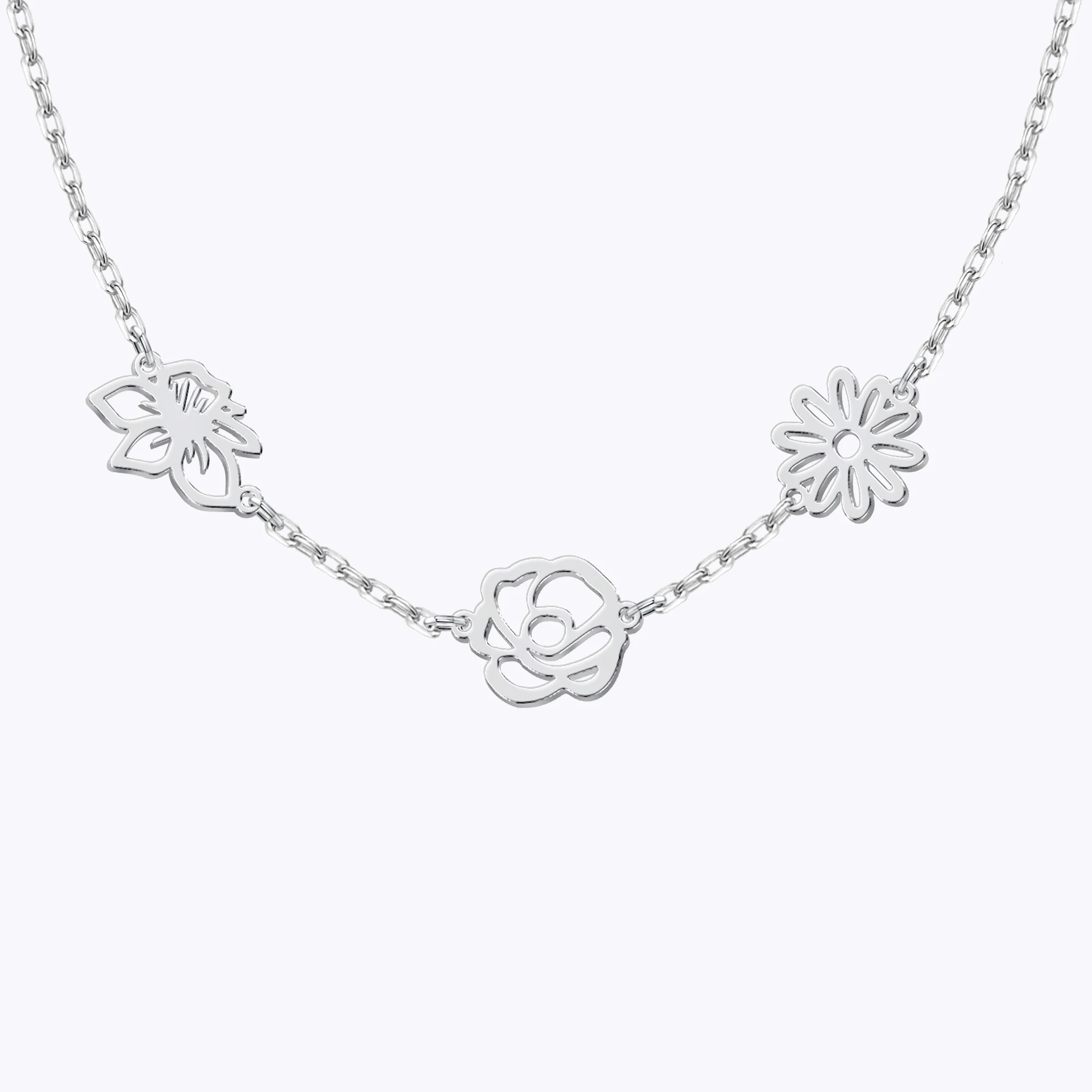Custom 1-5 Separated Birth Flower Necklace