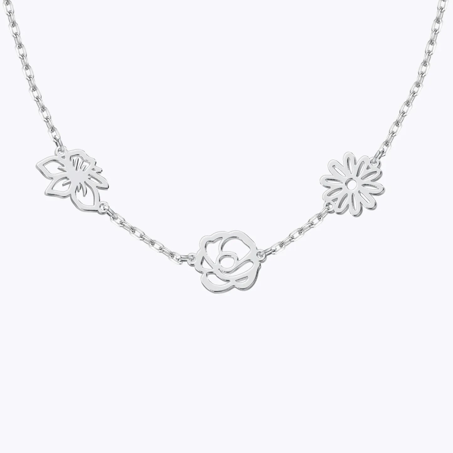 Custom 1-5 Separated Birth Flower Necklace