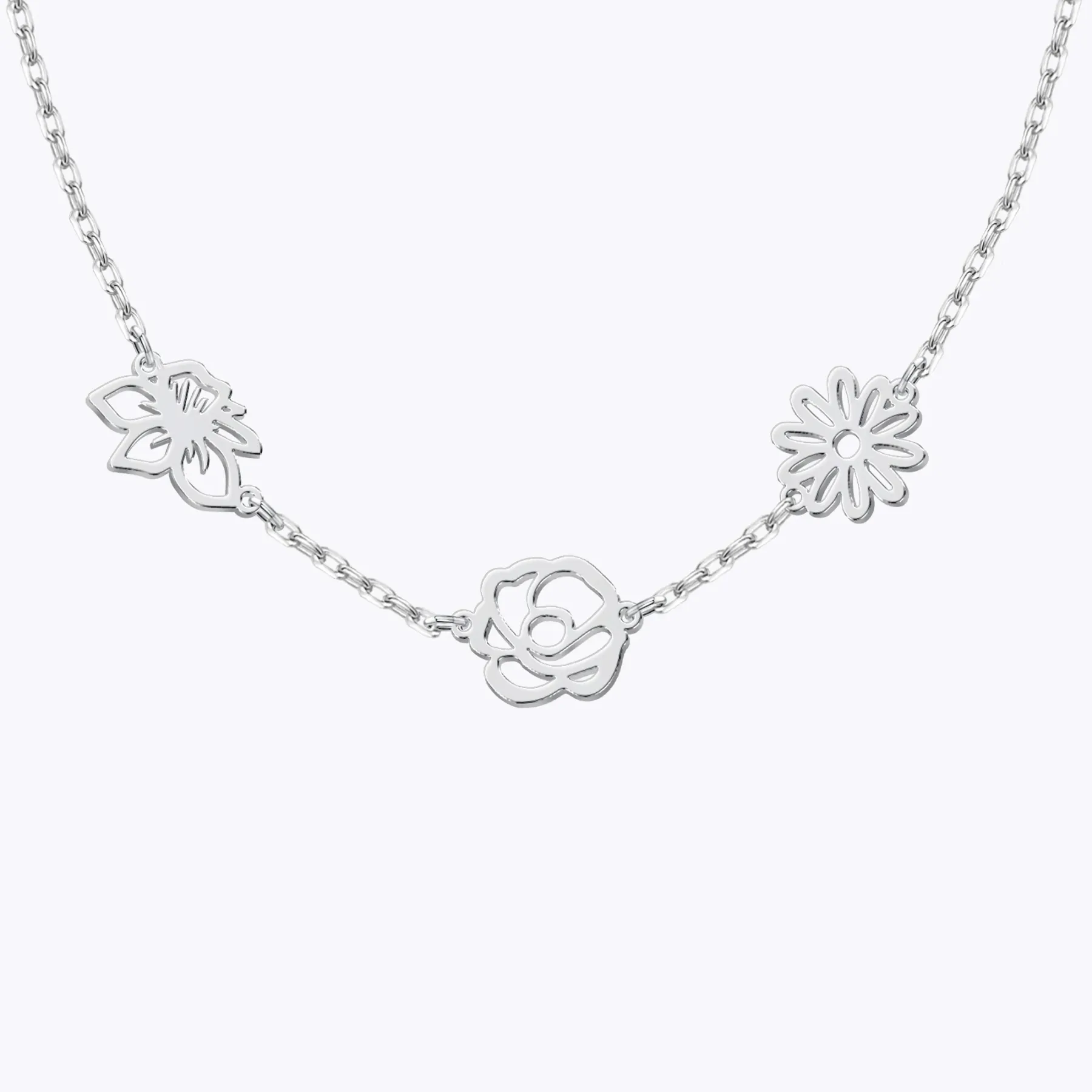 Custom 1-5 Separated Birth Flower Necklace