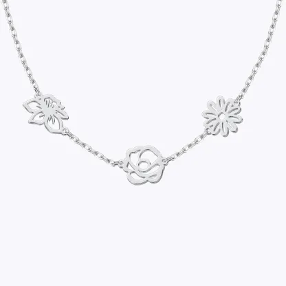 Custom 1-5 Separated Birth Flower Necklace