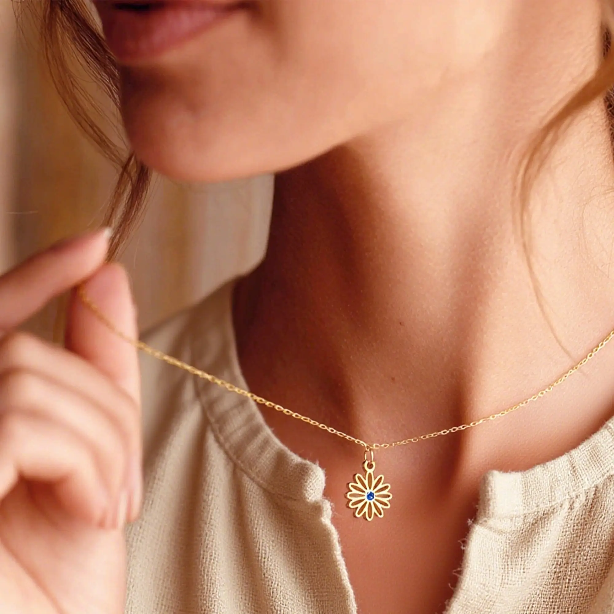 Custom 1-8 Separated Birth Flower Necklace with Birthstone-BY PROMISE-For Mom,Birth Flower,Birthstone