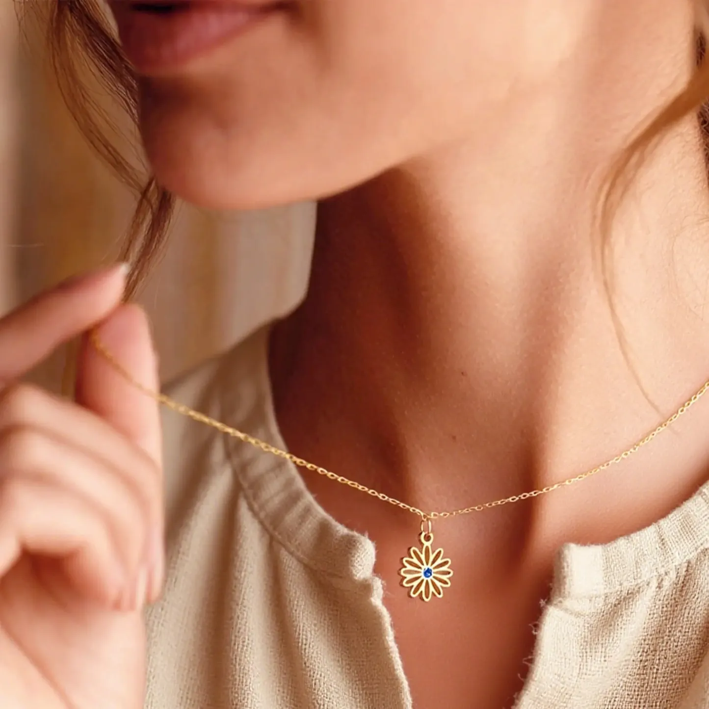 Custom 1-8 Separated Birth Flower Necklace with Birthstone-BY PROMISE-For Mom,Birth Flower,Birthstone