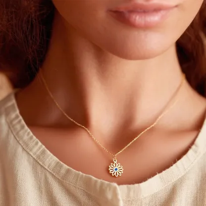 Custom 1-8 Separated Birth Flower Necklace with Birthstone-BY PROMISE-For Mom,Birth Flower,Birthstone