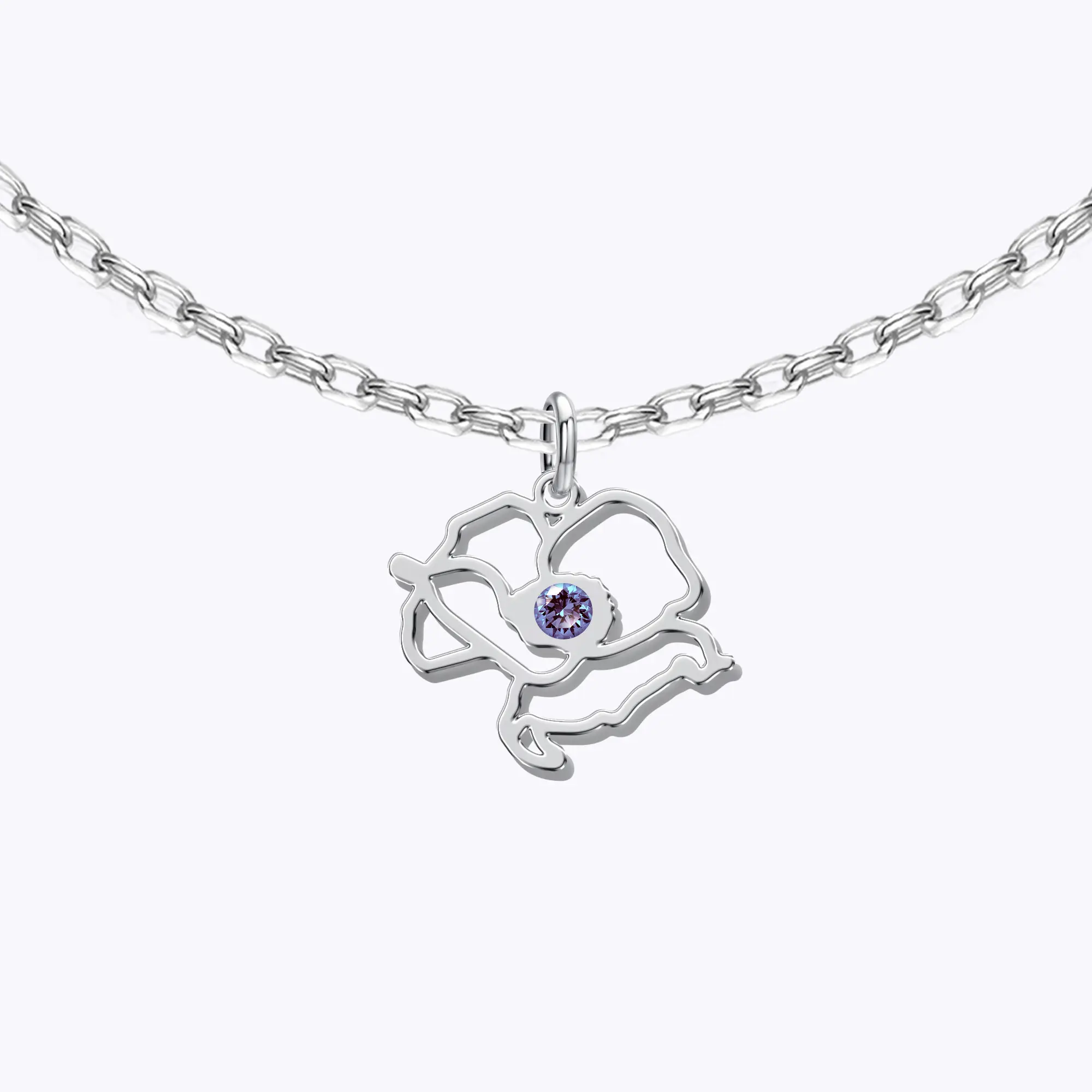 Custom 1-8 Separated Birth Flower Necklace with Birthstone-BY PROMISE-For Mom,Birth Flower,Birthstone