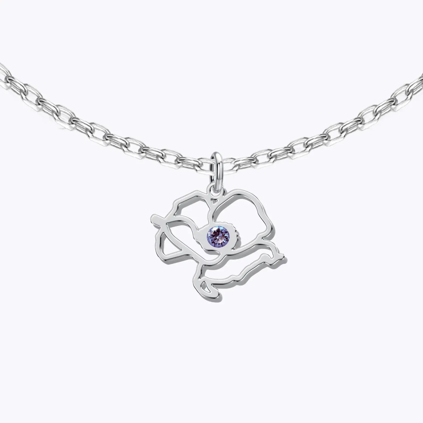 Custom 1-8 Separated Birth Flower Necklace with Birthstone-BY PROMISE-For Mom,Birth Flower,Birthstone