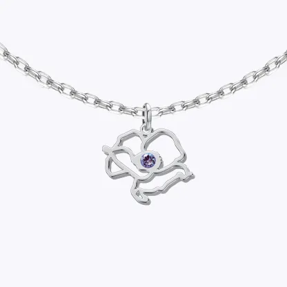 Custom 1-8 Separated Birth Flower Necklace with Birthstone-BY PROMISE-For Mom,Birth Flower,Birthstone