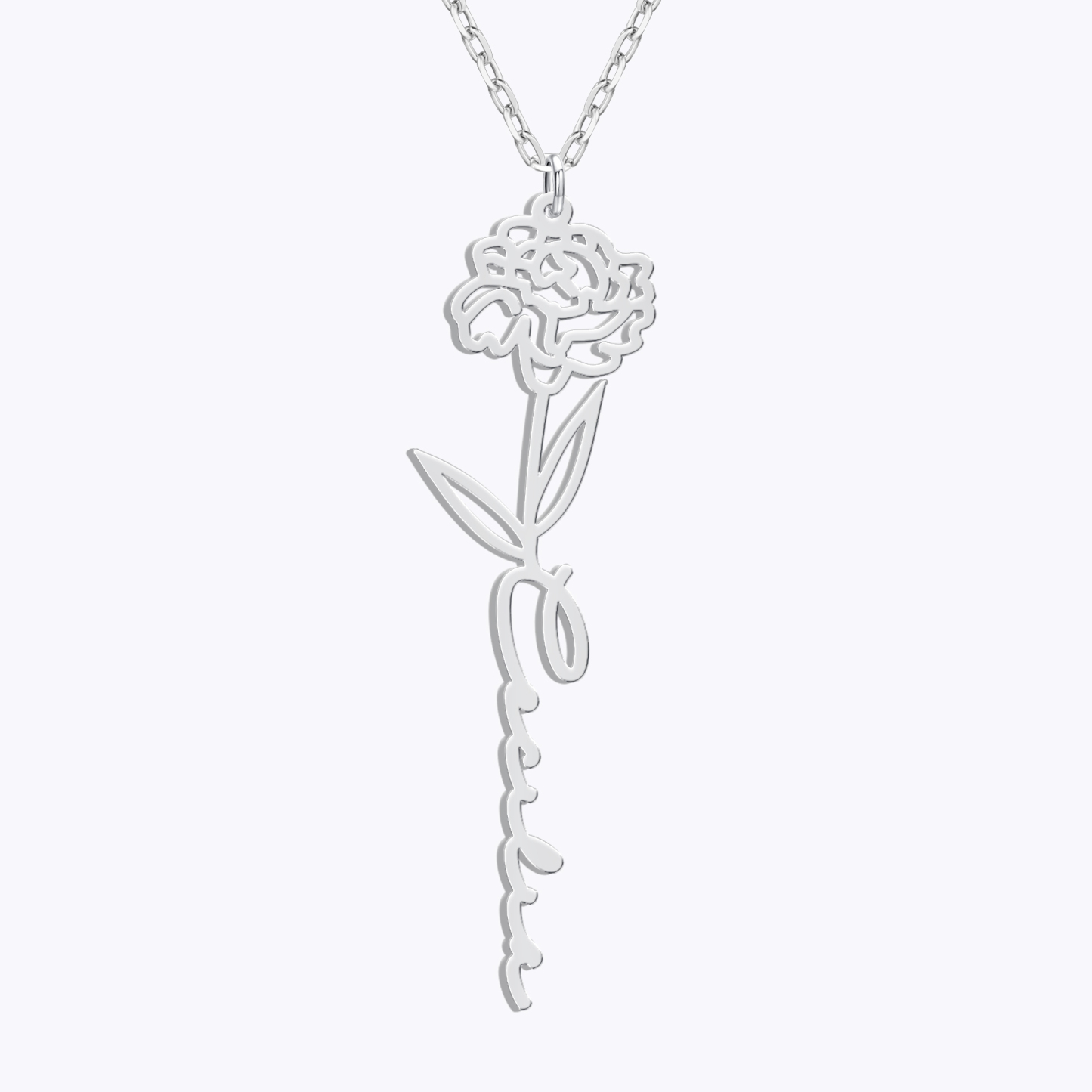 Birth Flower Name Necklace