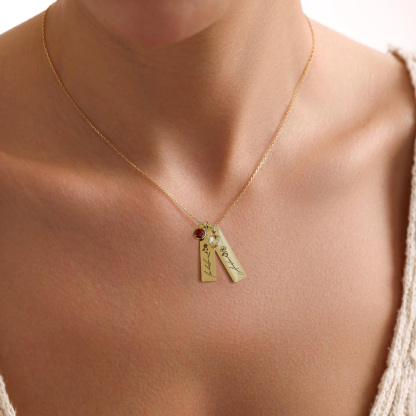 Custom Birth Flower Name Pendant Necklace with Birthstone-BY PROMISE-For Mom