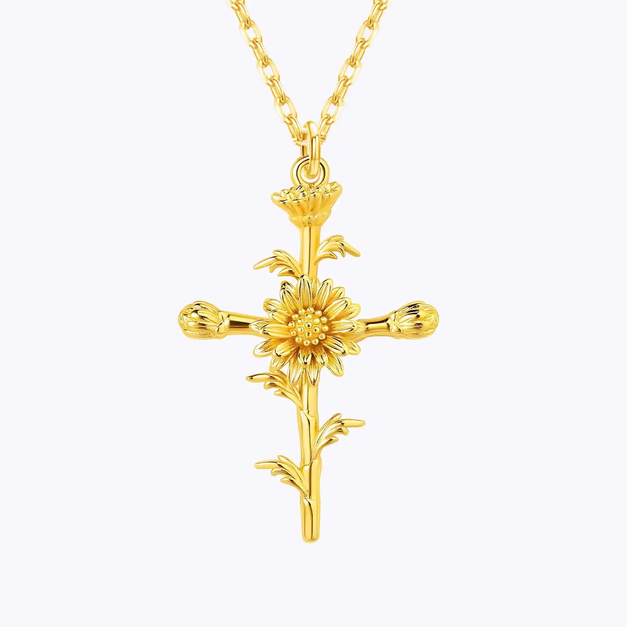 Cross Birth Flower Necklace-BY PROMISE-Birth Flower