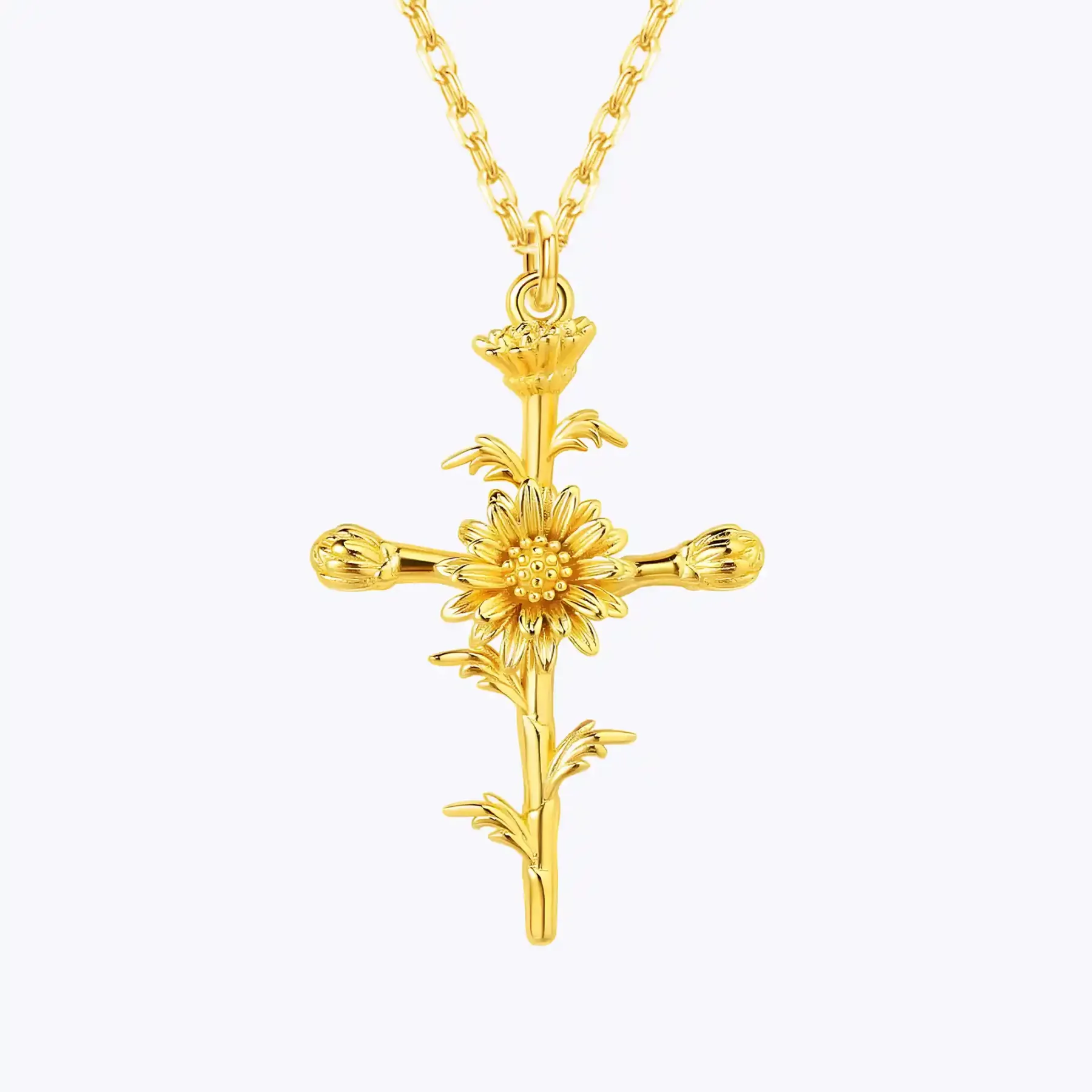 Cross Birth Flower Necklace-BY PROMISE-Birth Flower