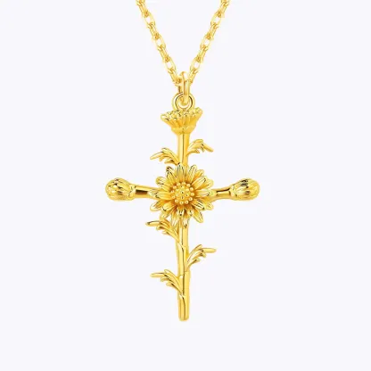 Cross Birth Flower Necklace-BY PROMISE-Birth Flower