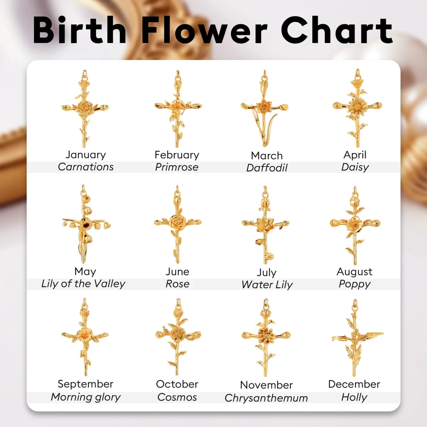 Cross Birth Flower Necklace