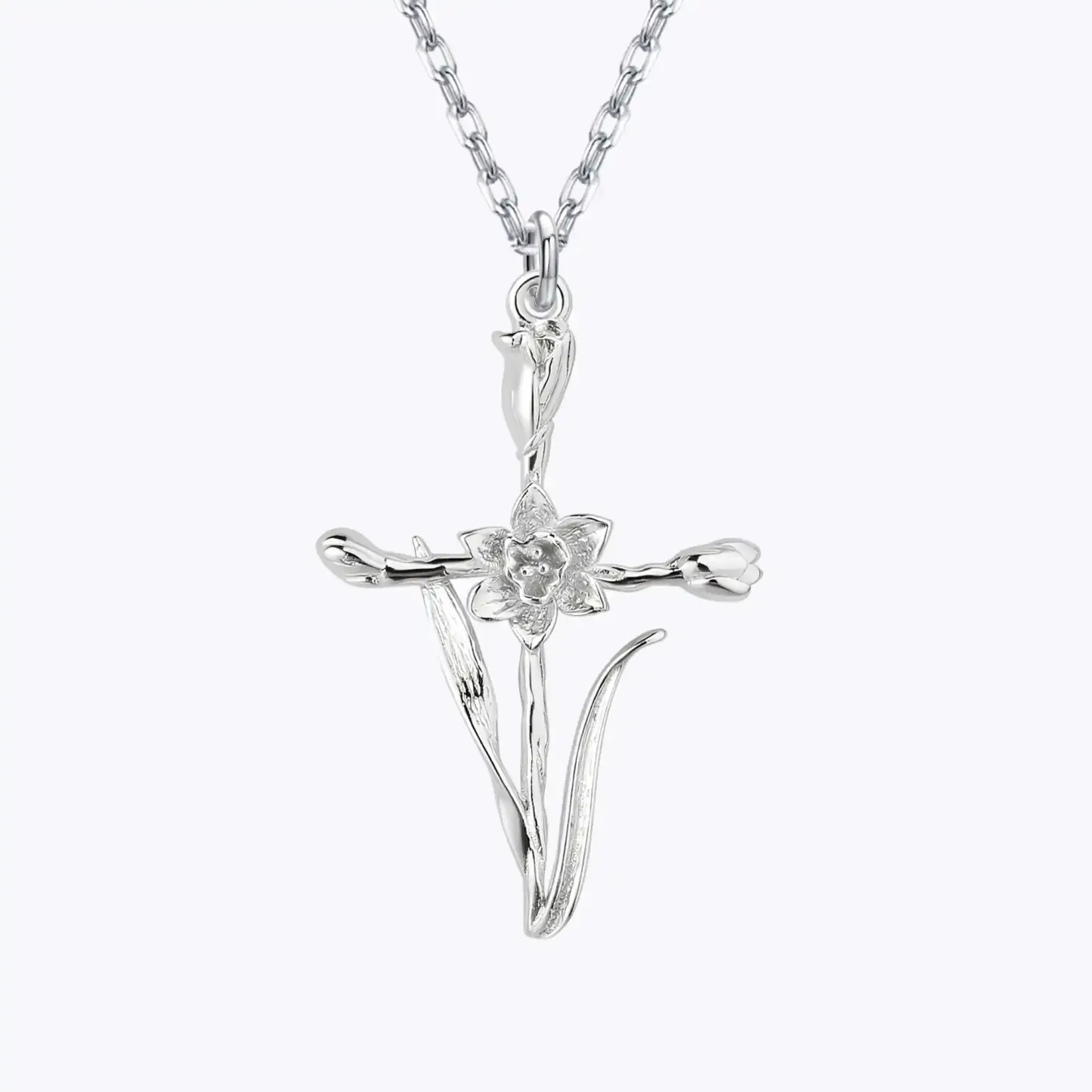 Cross Birth Flower Necklace-BY PROMISE-Birth Flower