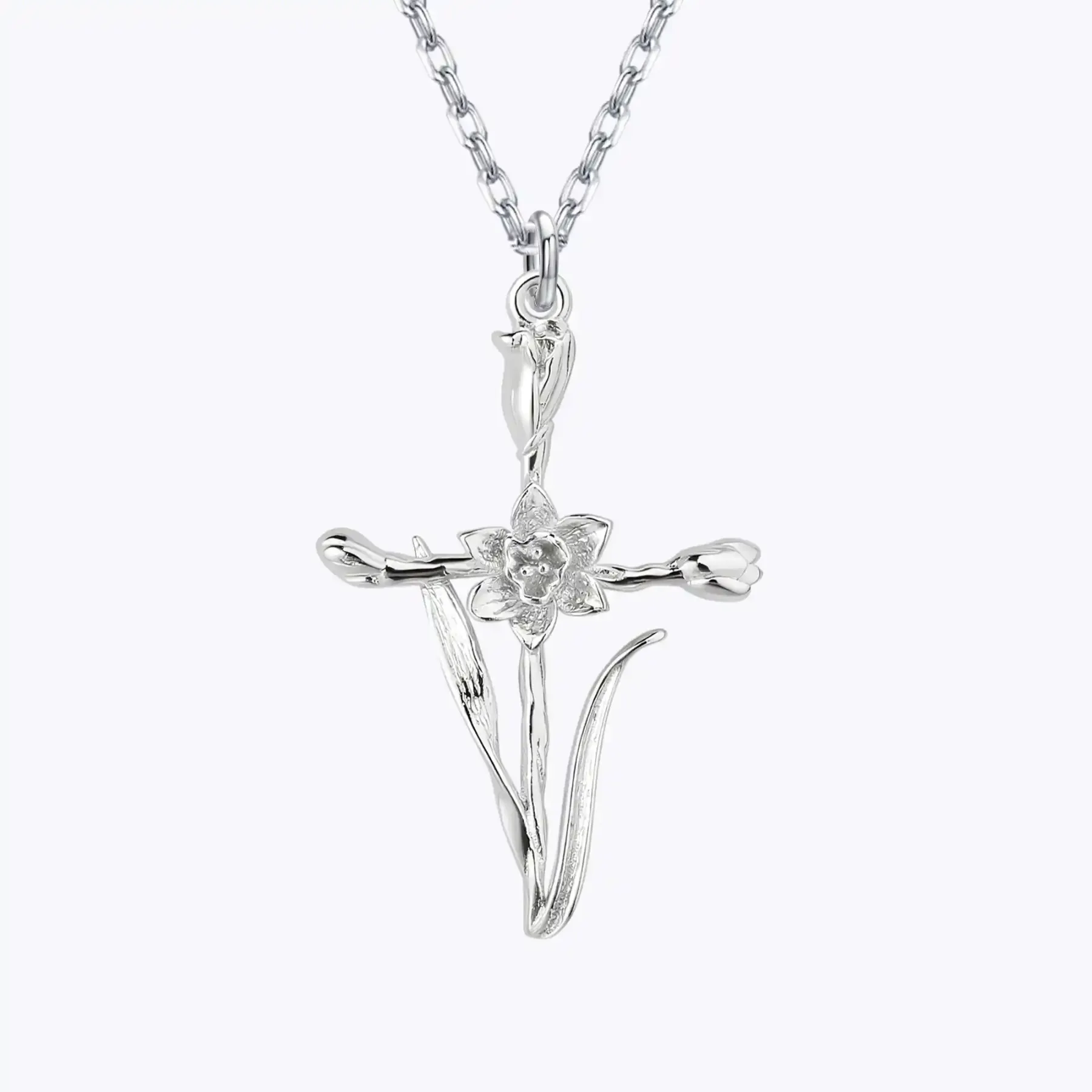 Cross Birth Flower Necklace-BY PROMISE-Birth Flower