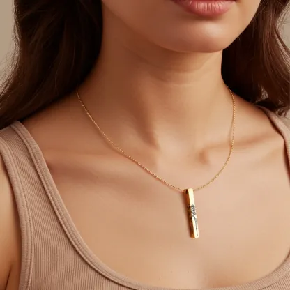 Birth Flower Bar Pendant  Necklace-BY PROMISE-For Mom,Birth Flower