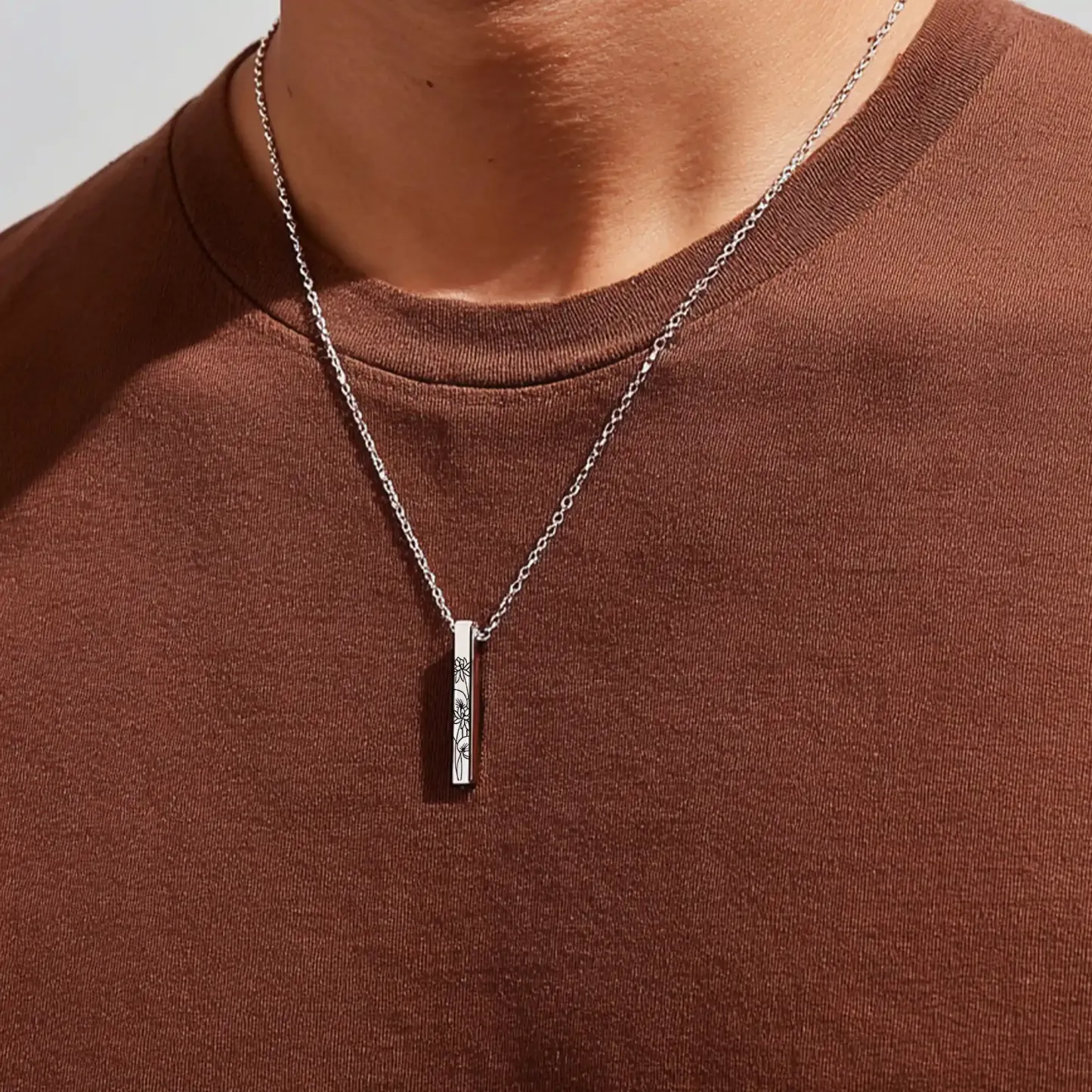 Birth Flower Bar Pendant  Necklace-BY PROMISE-For Mom,Birth Flower