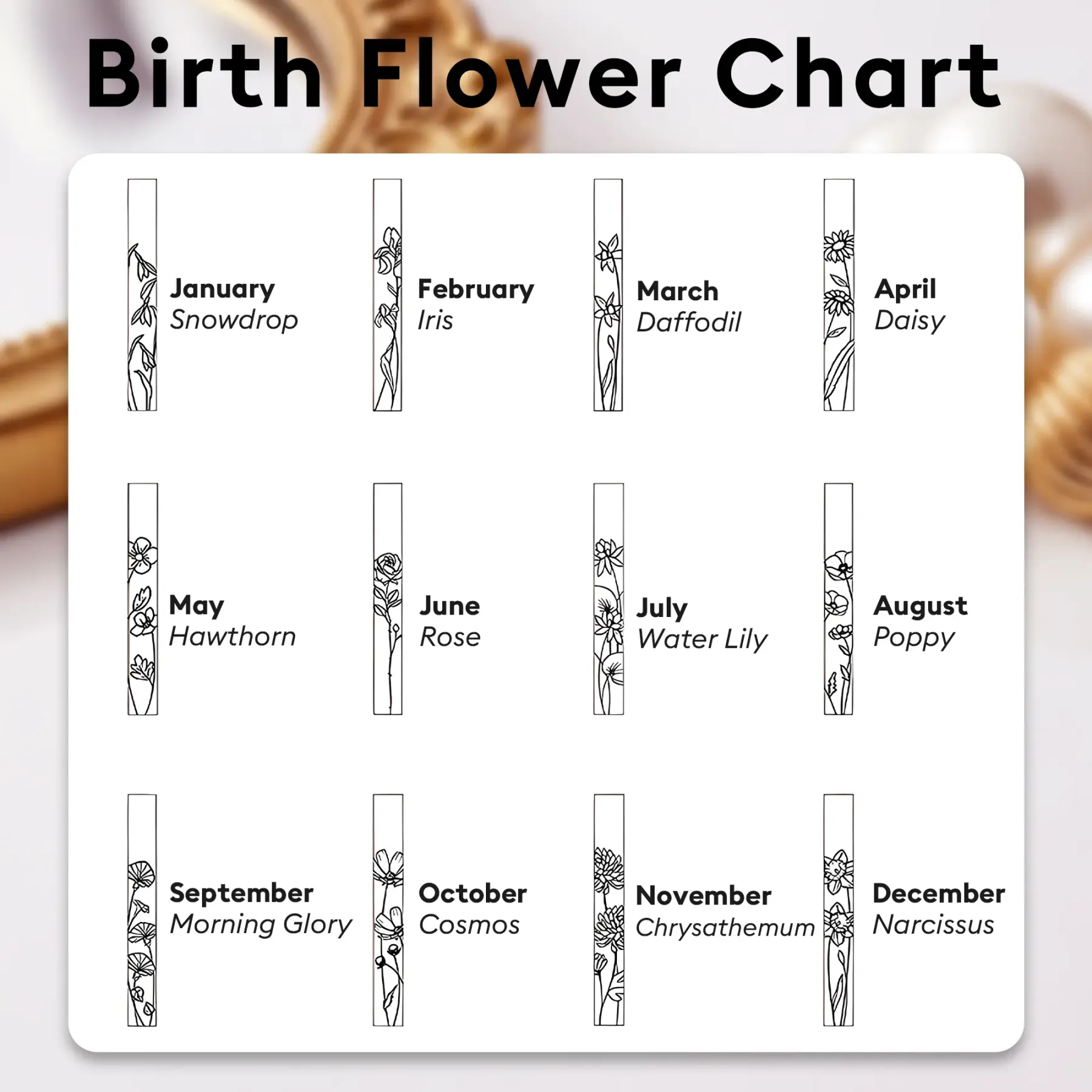 Birth Flower Bar Pendant  Necklace-BY PROMISE-For Mom,Birth Flower