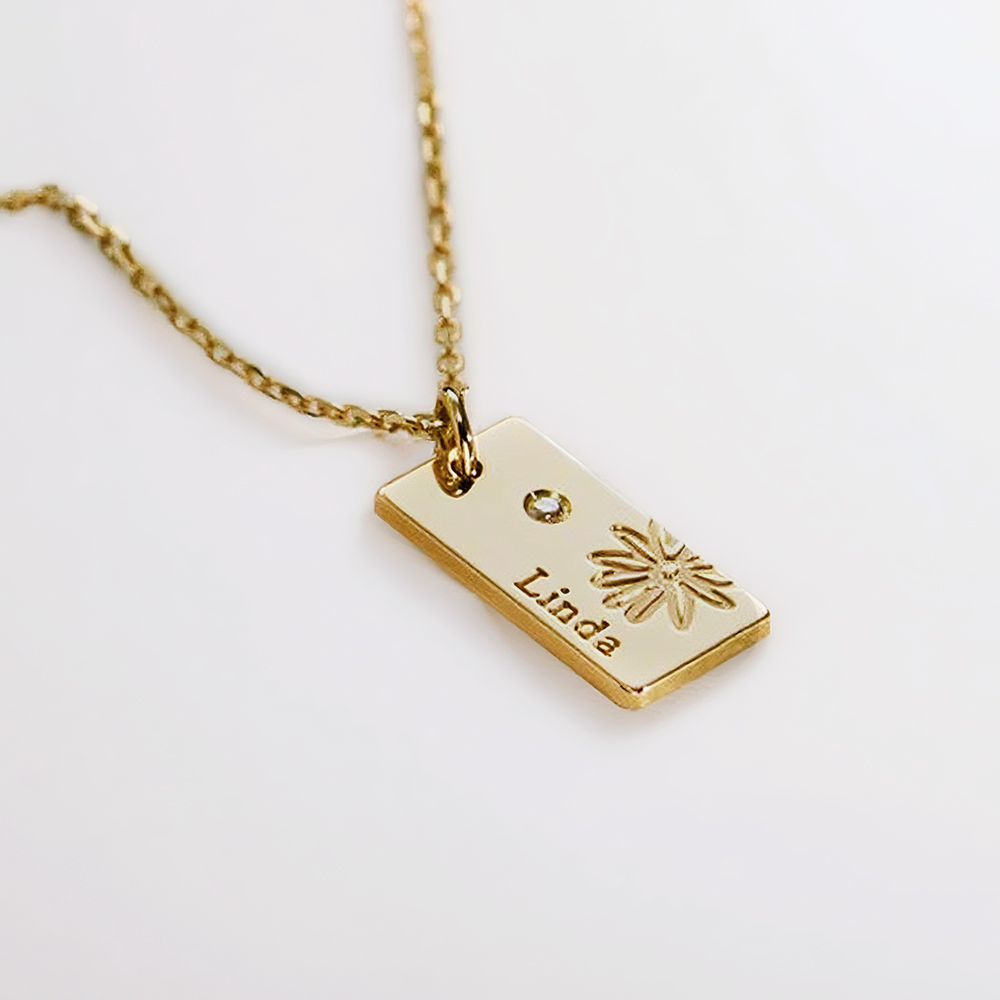 Custom Name Blossom Birth Flower Pendant Necklace with Birthstone-BY PROMISE-Birthstone,Birth Flower,Name