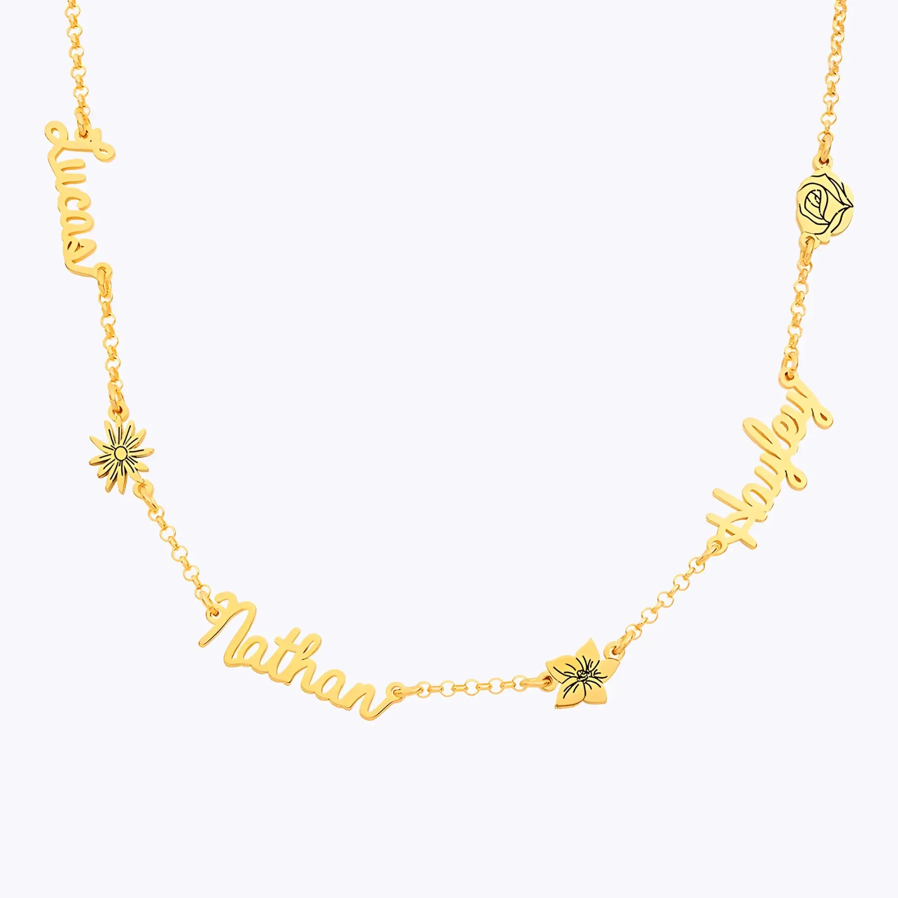Multi Name Birth Flower Round Birthstone Necklace-BY PROMISE-For Mom,Birthstone,Birth Flower