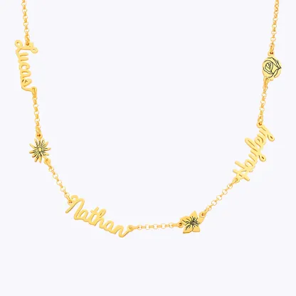Multi Name Birth Flower Round Birthstone Necklace-BY PROMISE-For Mom,Birthstone,Birth Flower