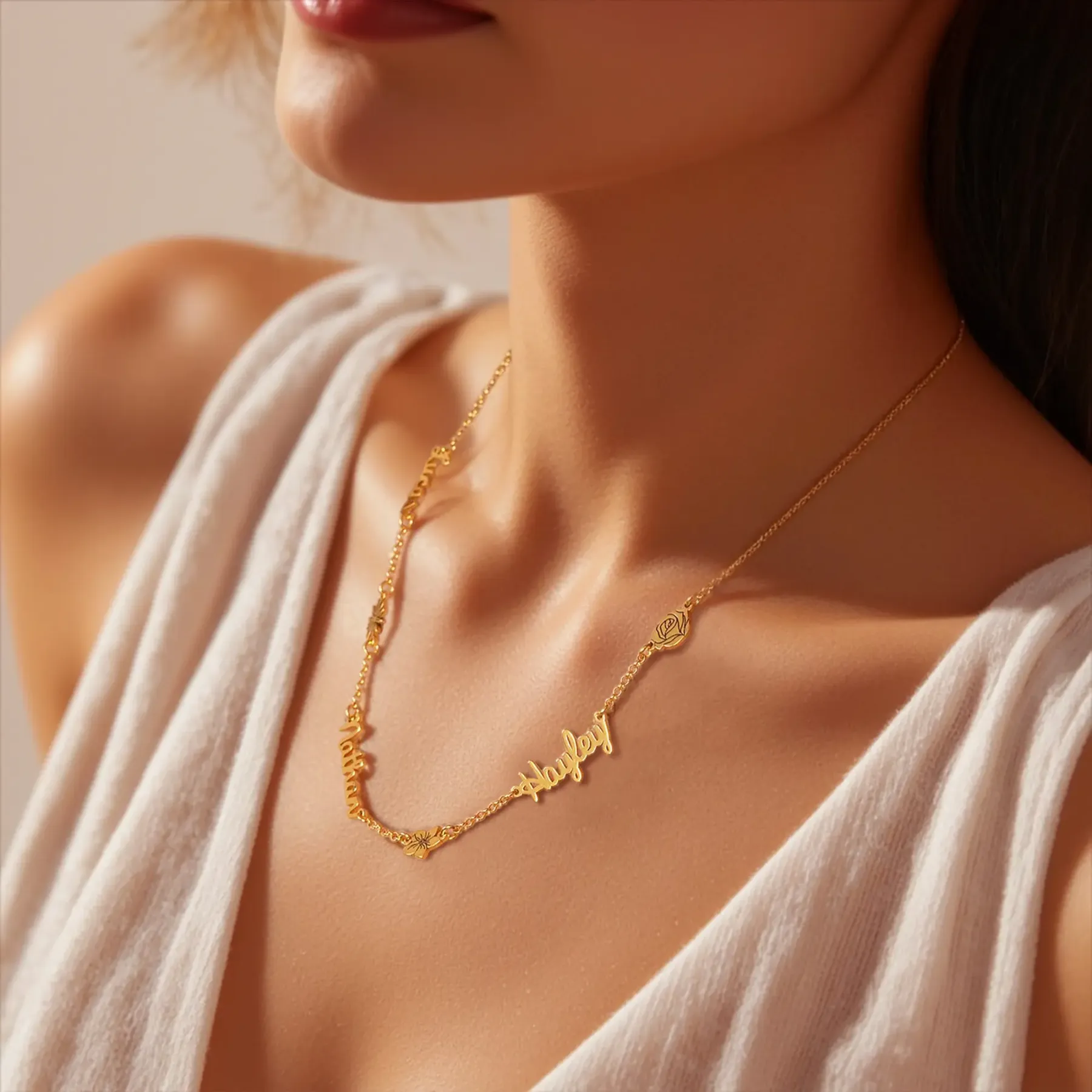 Multi Name Birth Flower Round Birthstone Necklace-BY PROMISE-For Mom,Birthstone,Birth Flower