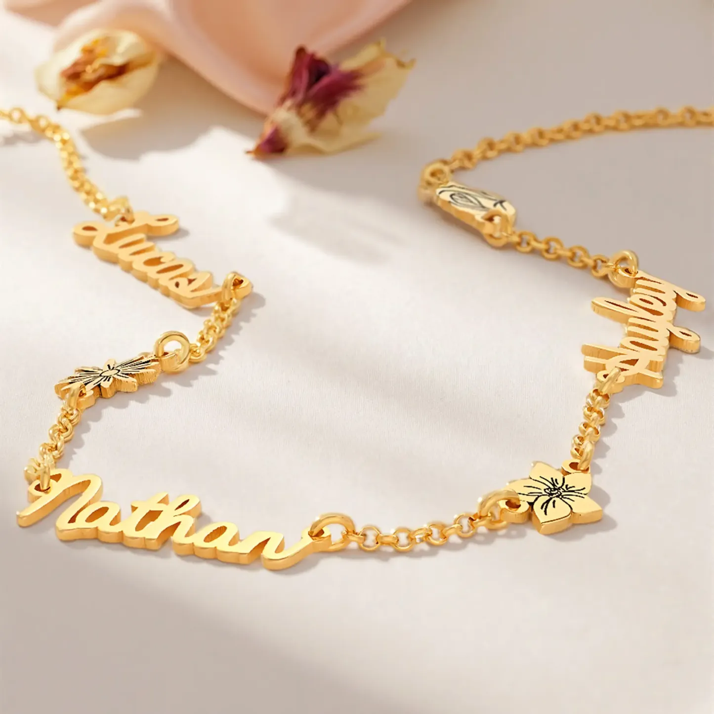 Multi Name Birth Flower Round Birthstone Necklace-BY PROMISE-For Mom,Birthstone,Birth Flower