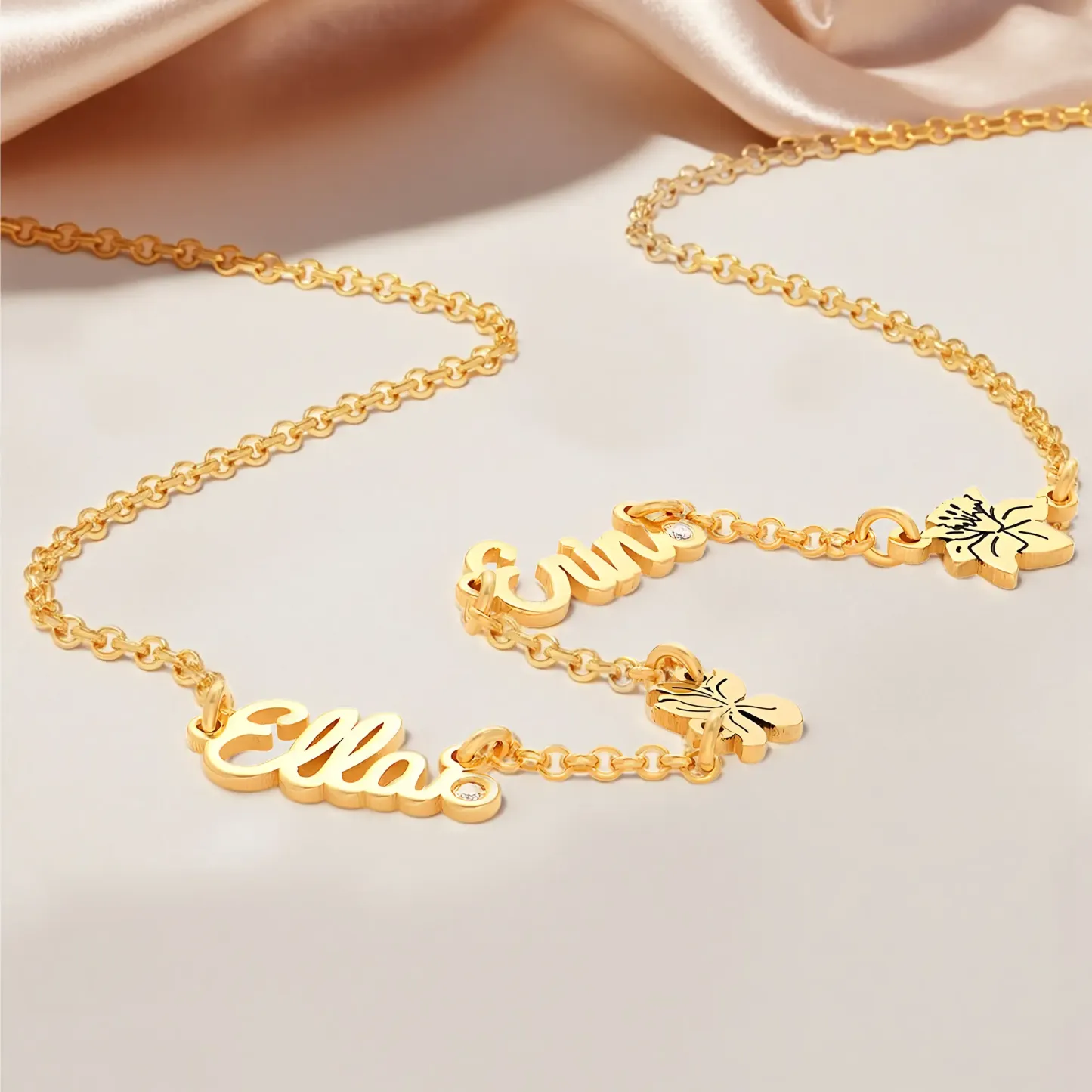 Multi Name Birth Flower Round Birthstone Necklace-BY PROMISE-For Mom,Birthstone,Birth Flower