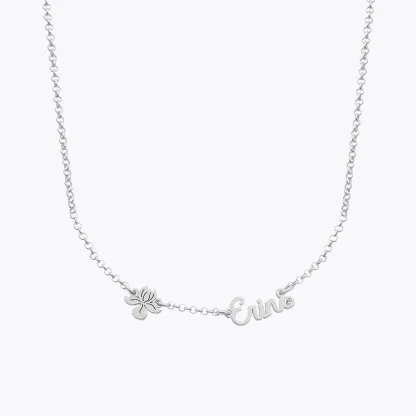 Multi Name Birth Flower Round Birthstone Necklace-BY PROMISE-For Mom,Birthstone,Birth Flower